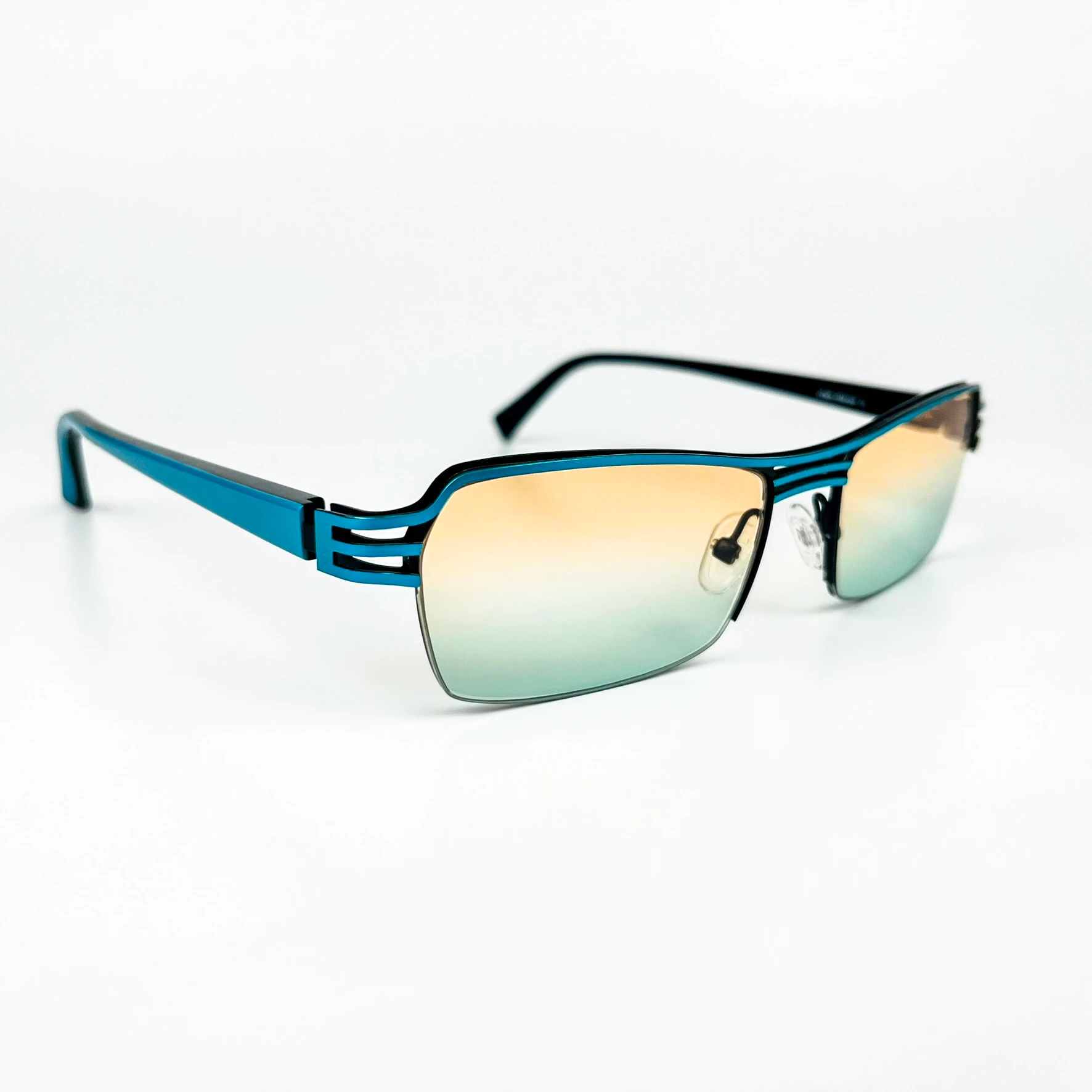 Vintage Güneş Gözlüğü – 2000’ler Retro – Metal Çerçeve, Turuncu-Yeşil Degrade Cam