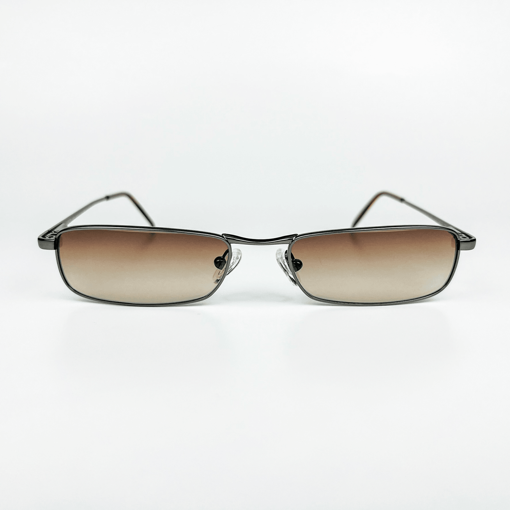 Vintage Güneş Gözlüğü – 90'lar Retro Titanyum Gümüş Metal Çerçeve & Kahverengi Degrade Cam OSV718