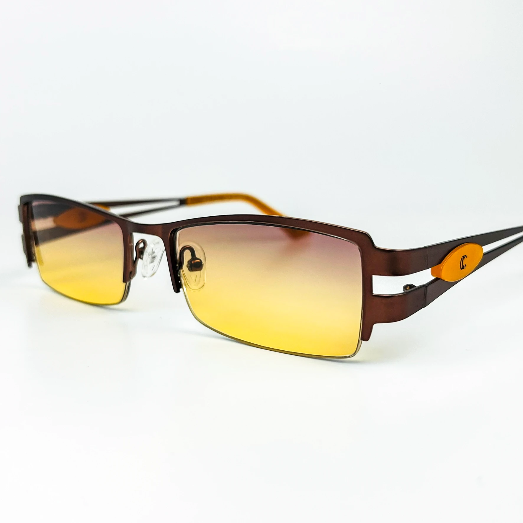 Vintage Güneş Gözlüğü – 2000’ler Retro – Metal Çerçeve, Mor-Sarı Degrade Cam