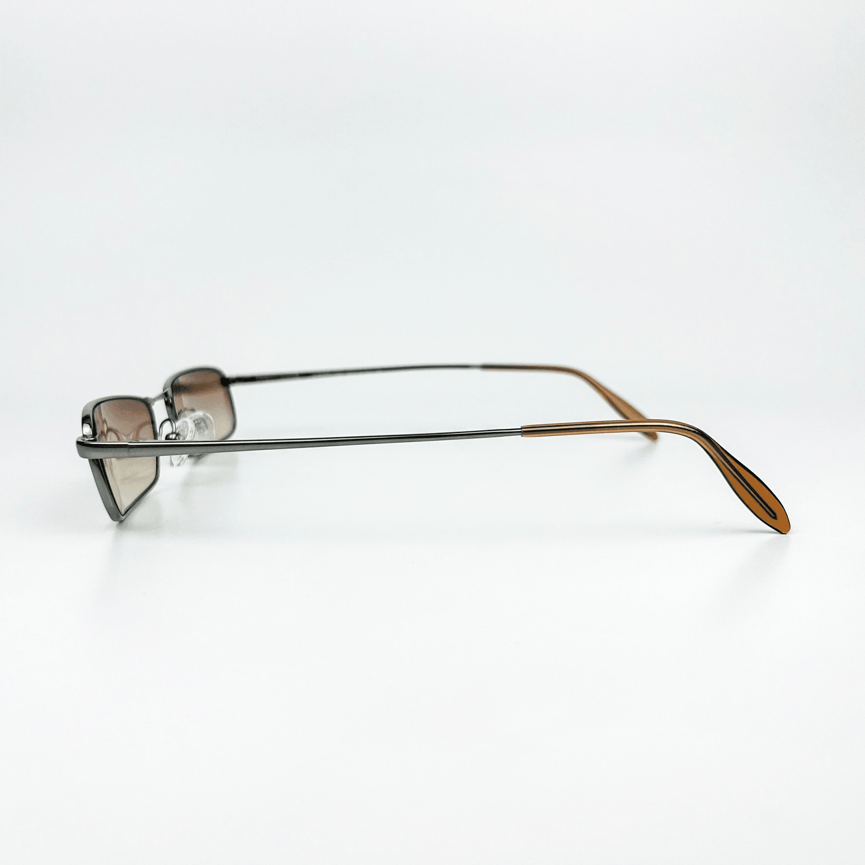 Vintage Güneş Gözlüğü – 90'lar Retro Titanyum Gümüş Metal Çerçeve & Kahverengi Degrade Cam OSV718