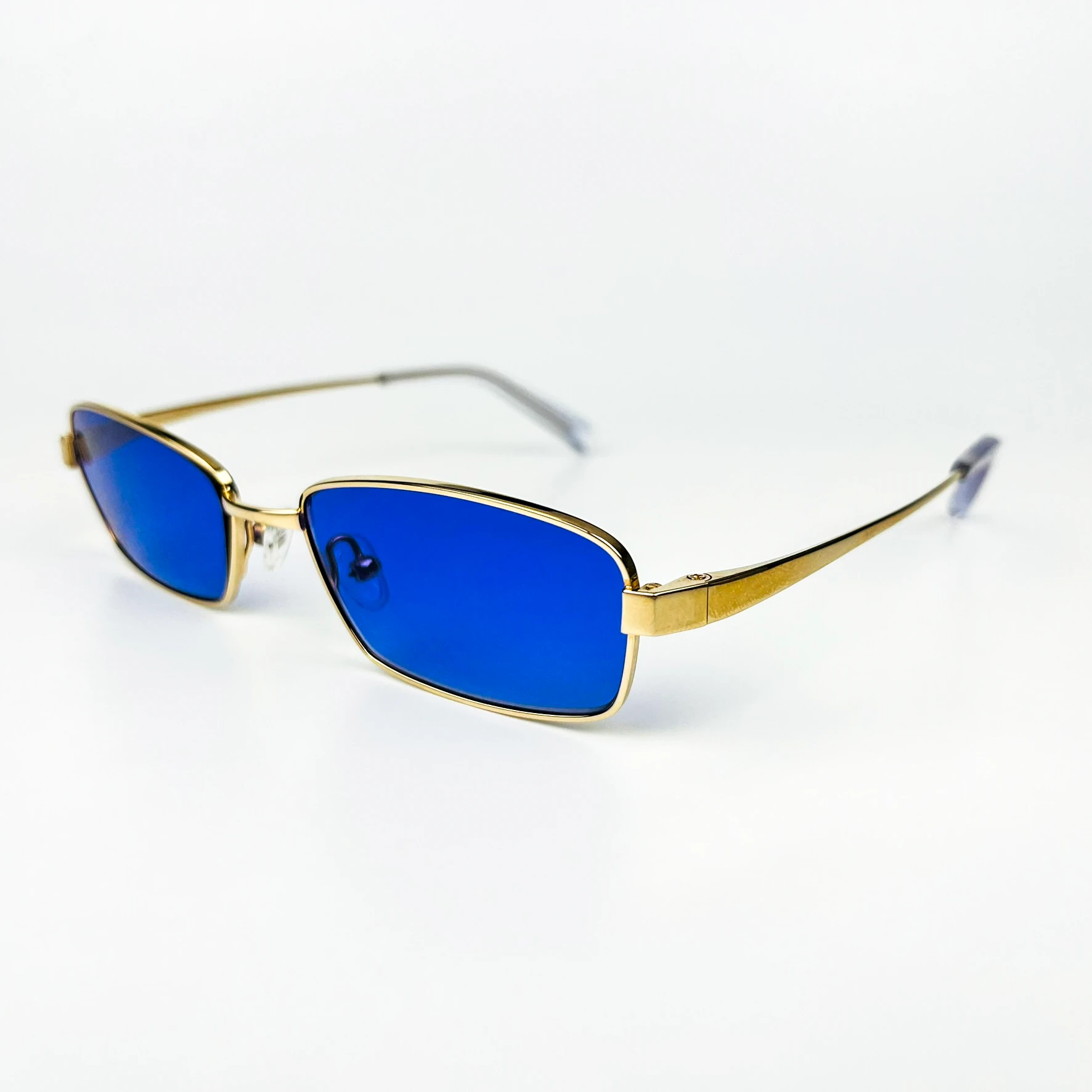 Vintage Güneş Gözlüğü – 90’lar Retro – Gold Metal Çerçeve, Mavi Cam