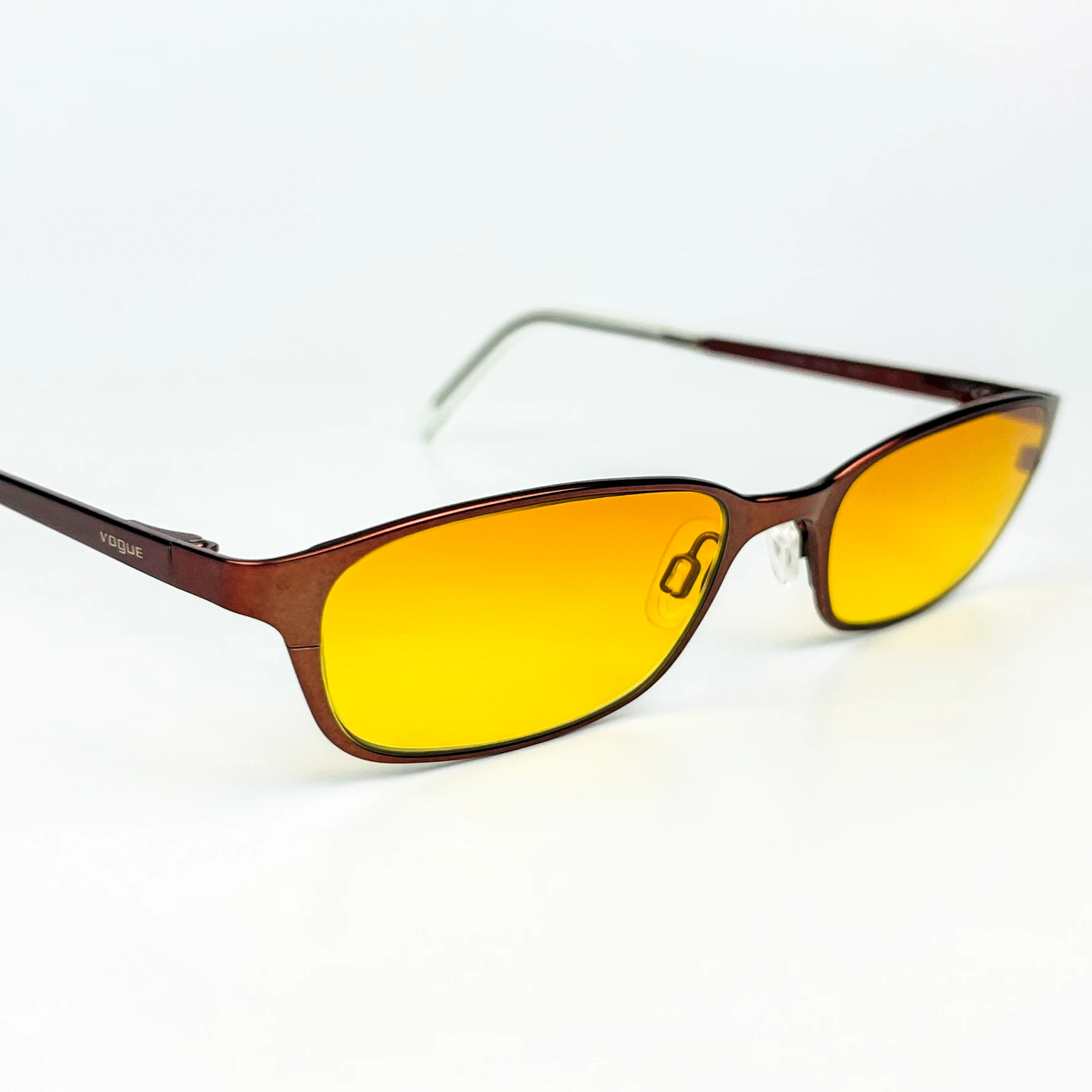 Vintage Güneş Gözlüğü – 90’lar Retro – Metal Çerçeve, Turuncu Degrade Cam