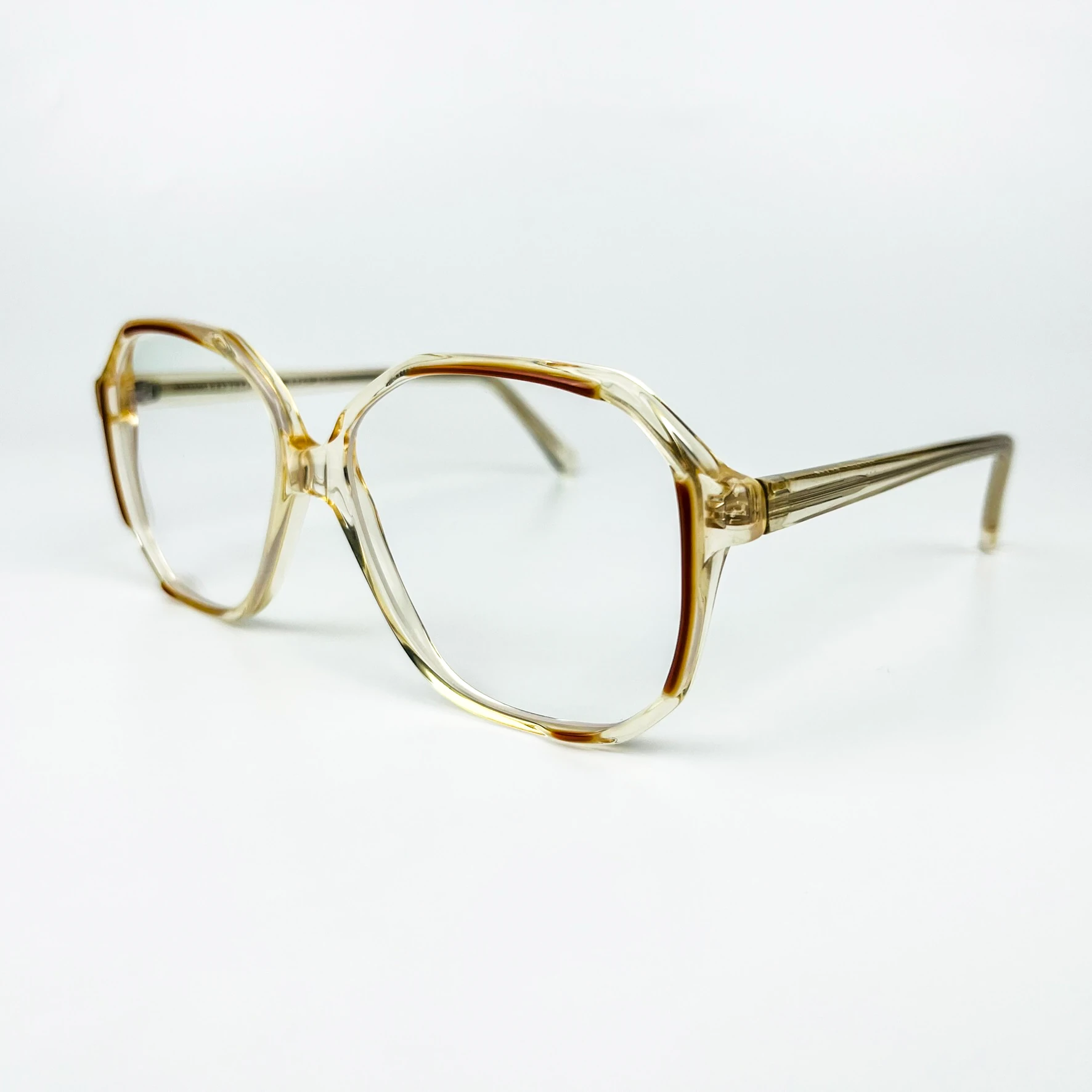 Mavi Işık Korumalı Vintage Gözlük – 70’ler Retro – Şeffaf Desenli Kemik Çerçeve