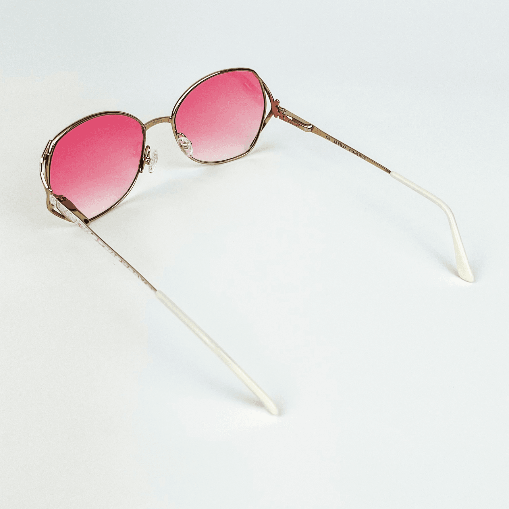 Vintage Güneş Gözlüğü – 1970s Retro Pembe Desenli Metal Çerçeve & Pembe Degrade Camlı Gözlük OSV665