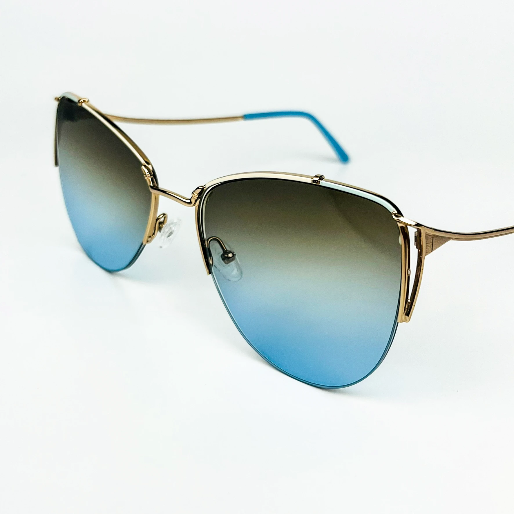 Vintage Güneş Gözlüğü – 70’ler Retro Gold Metal Çerçeve & Mavi Degrade Camlı Gözlük OSV708