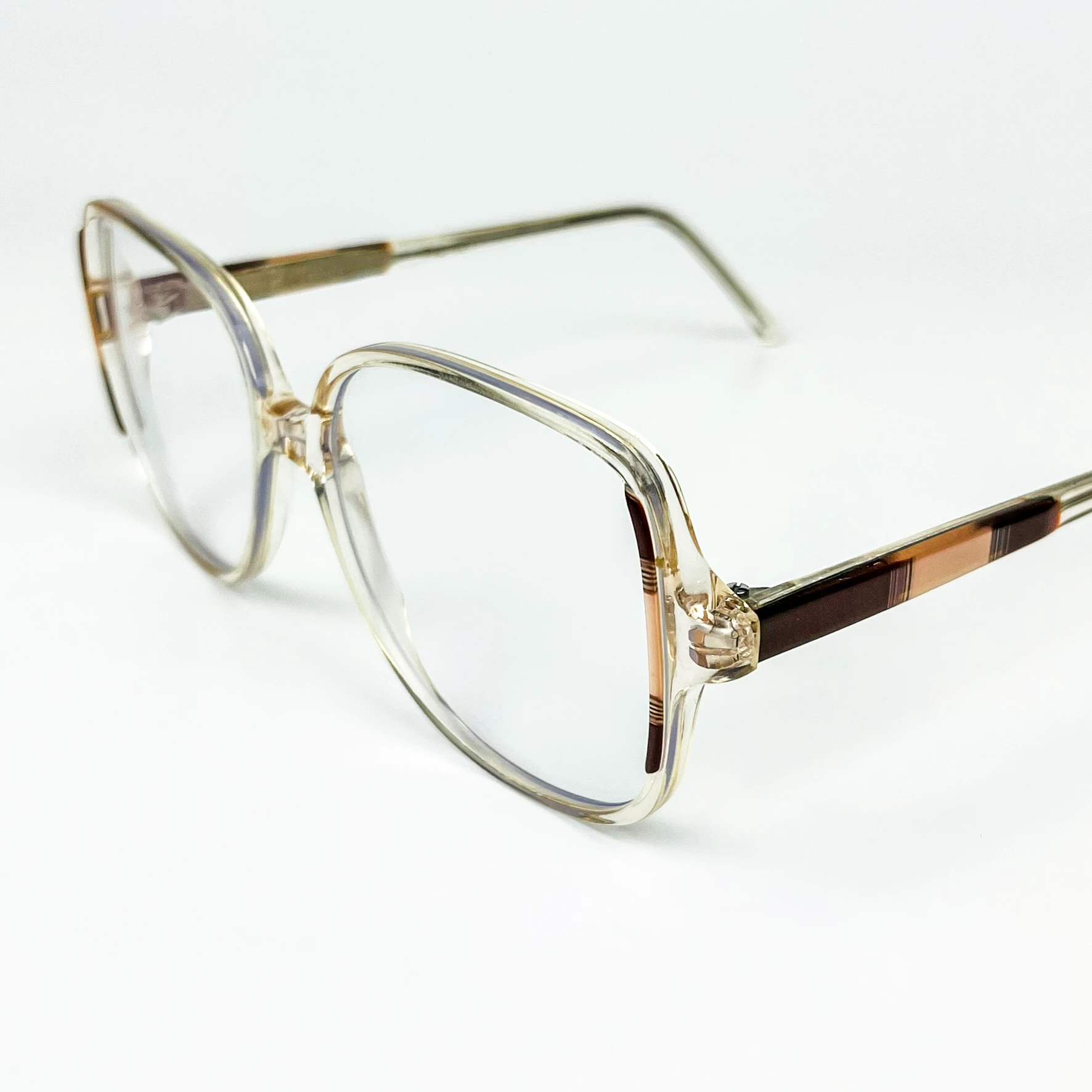 Mavi Işık Korumalı Vintage Gözlük – 70’ler Retro – Şeffaf Desenli Kemik Çerçeve