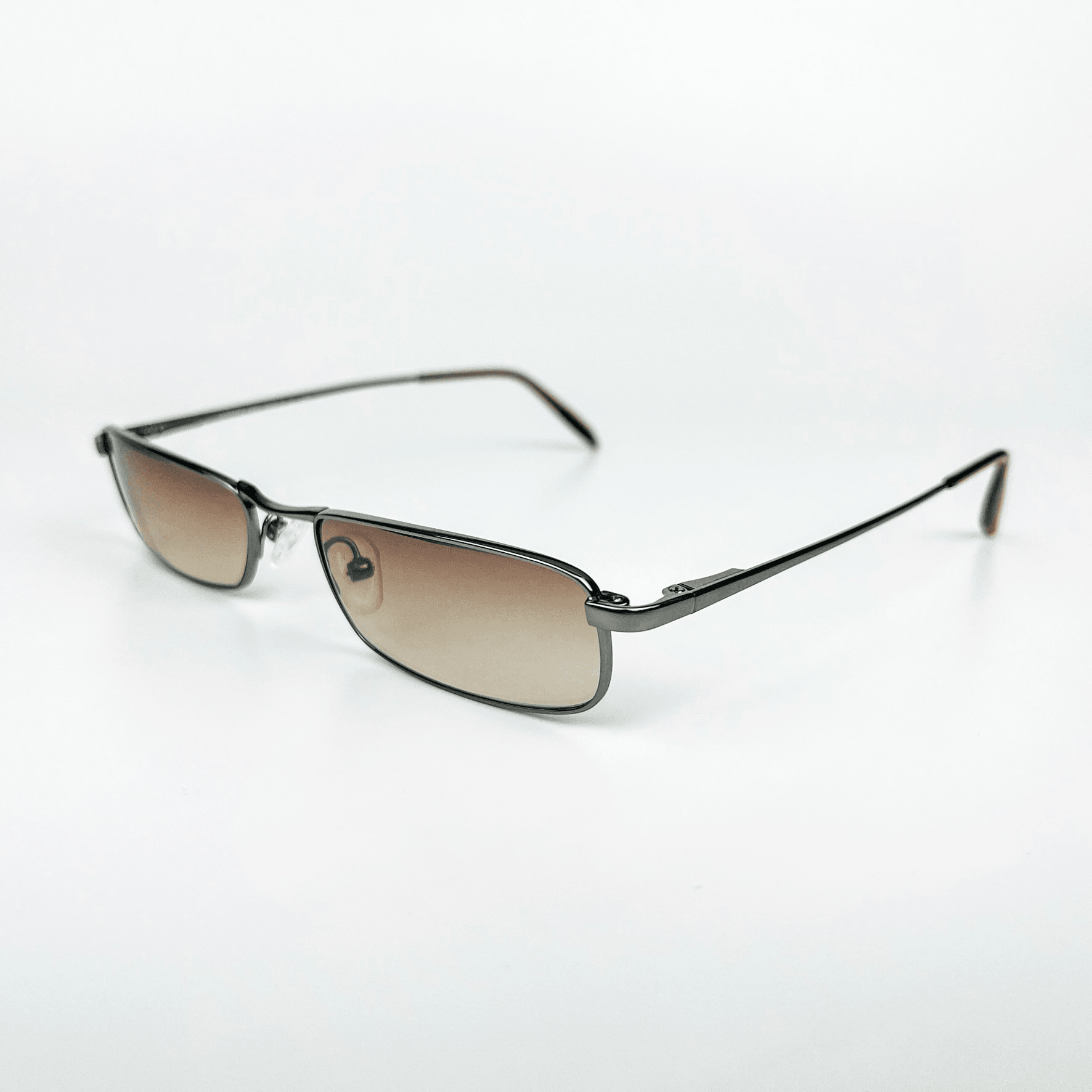 Vintage Güneş Gözlüğü – 90'lar Retro Titanyum Gümüş Metal Çerçeve & Kahverengi Degrade Cam OSV718