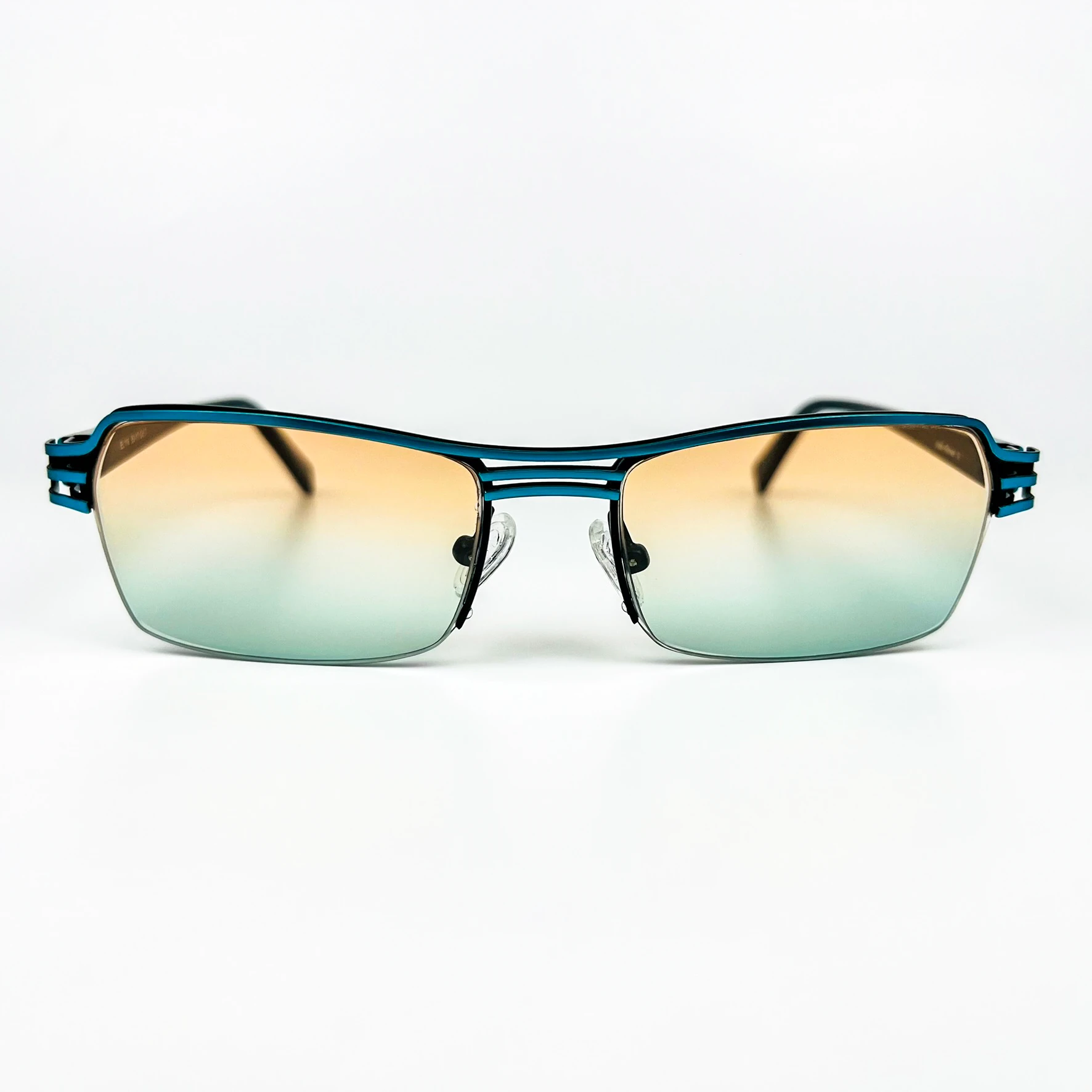 Vintage Güneş Gözlüğü – 2000’ler Retro – Metal Çerçeve, Turuncu-Yeşil Degrade Cam