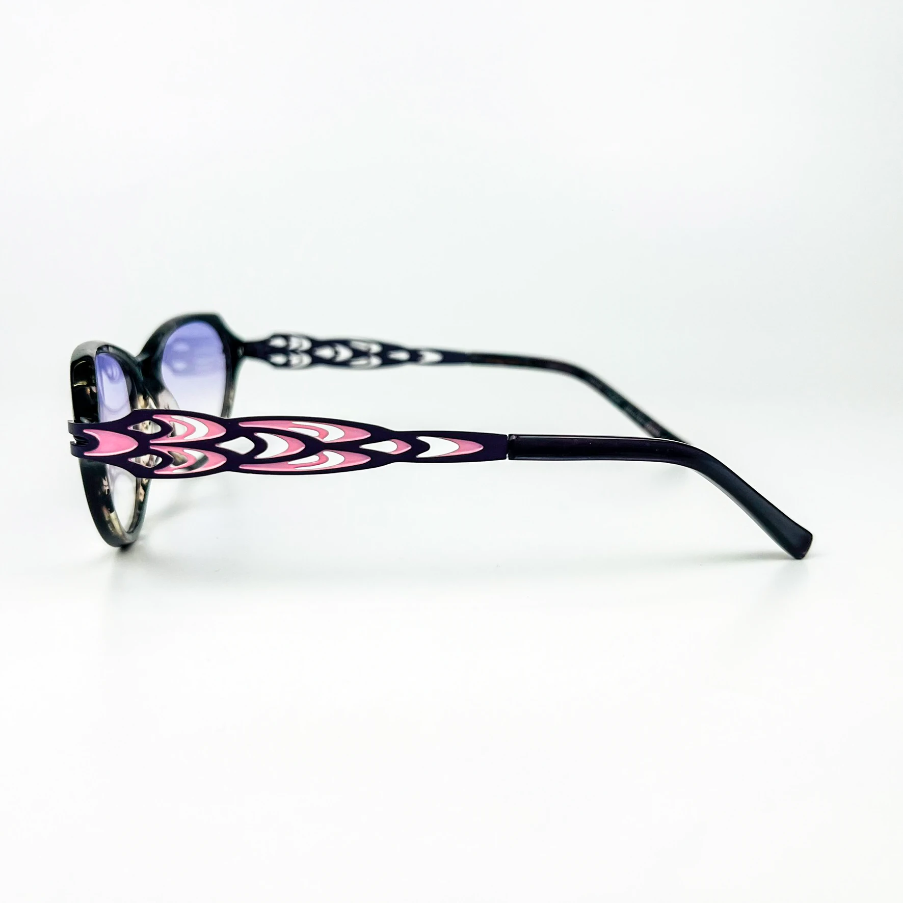 Vintage Güneş Gözlüğü – 2000’ler Retro – Kemik Çerçeve, Lila Degrade Cam