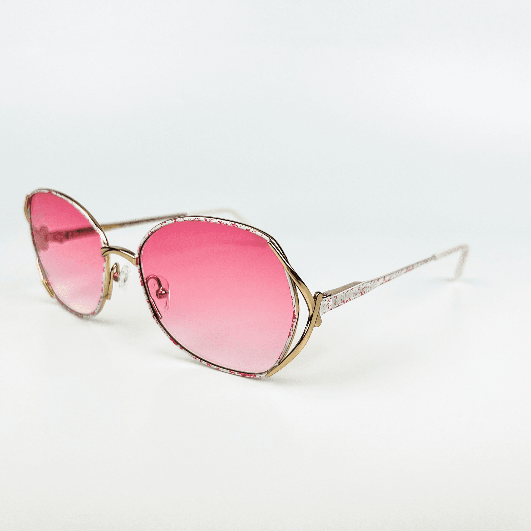 Vintage Güneş Gözlüğü – 1970s Retro Pembe Desenli Metal Çerçeve & Pembe Degrade Camlı Gözlük OSV665