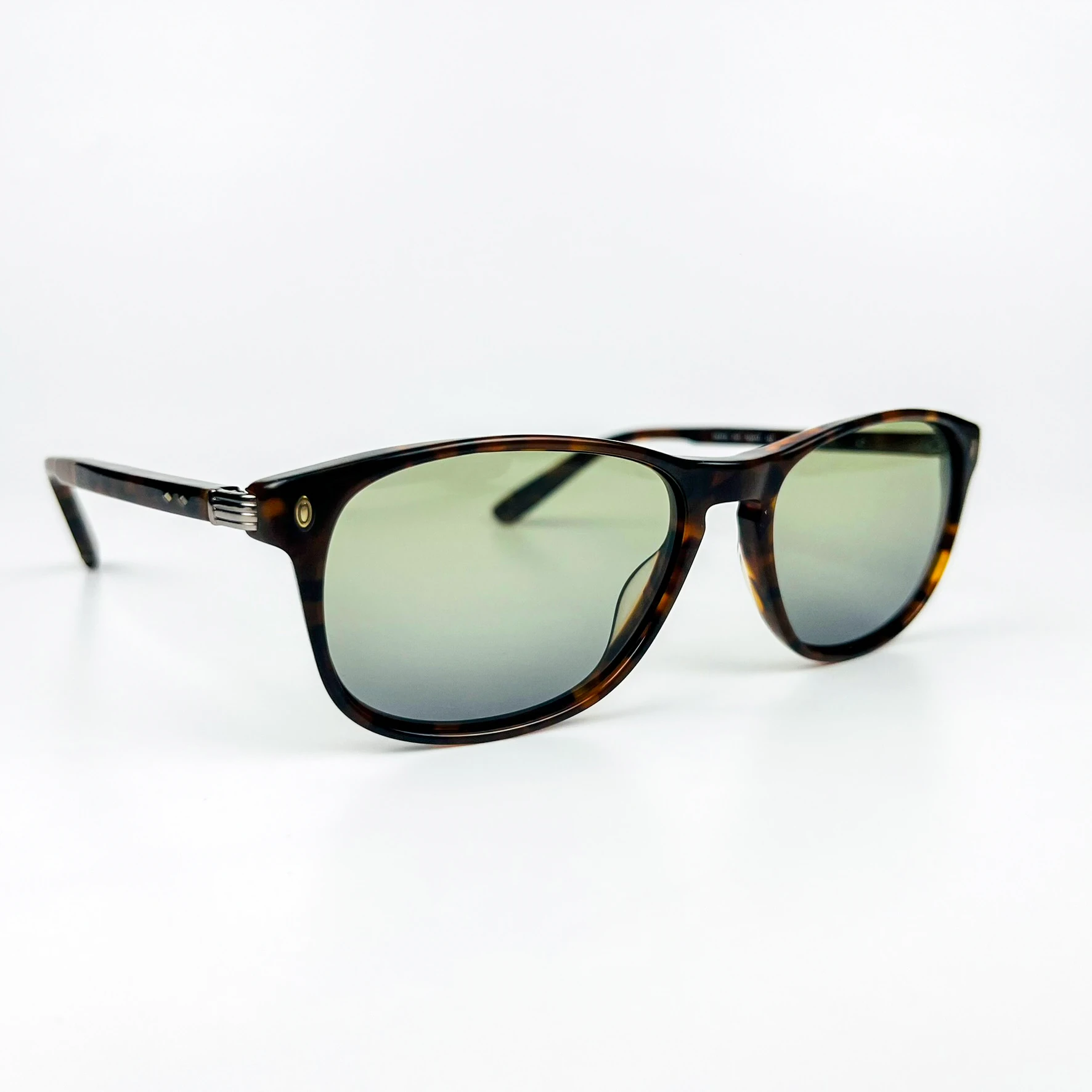 Vintage Güneş Gözlüğü – 2000’ler Retro – Kahverengi Kemik Çerçeve, Yeşil Degrade Polarize Cam
