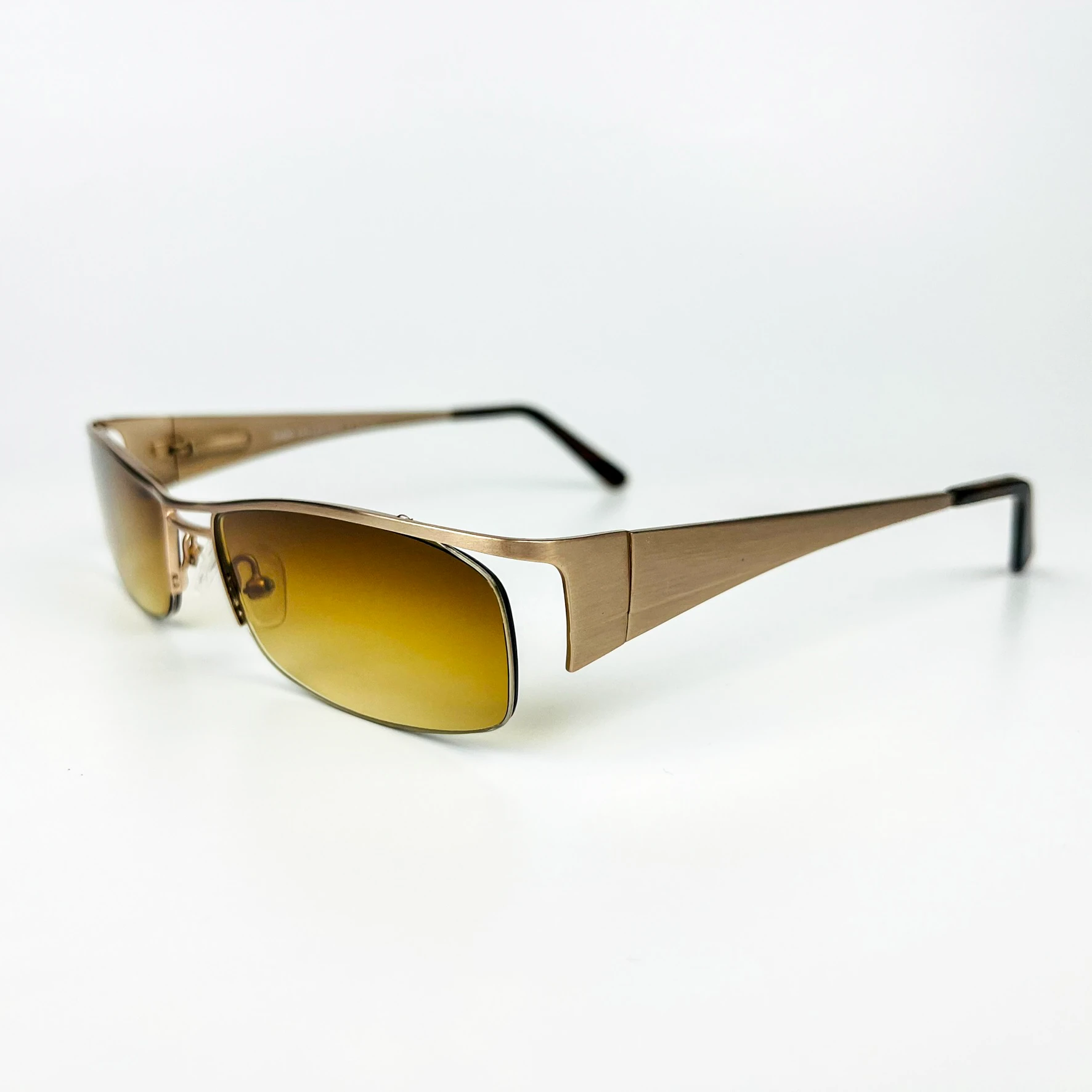 Vintage Güneş Gözlüğü – 90’lar Retro – Gold Metal Çerçeve, Kahverengi Degrade Cam