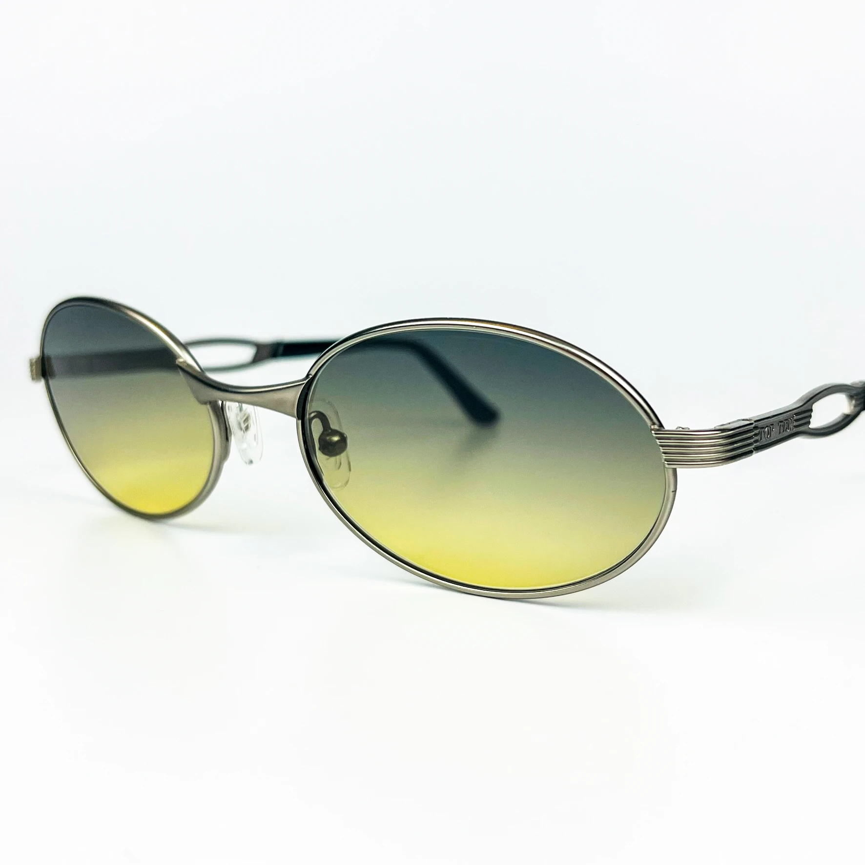 Vintage Güneş Gözlüğü – 90’lar Retro – Gümüş Metal Çerçeve, Yeşil Degrade Cam