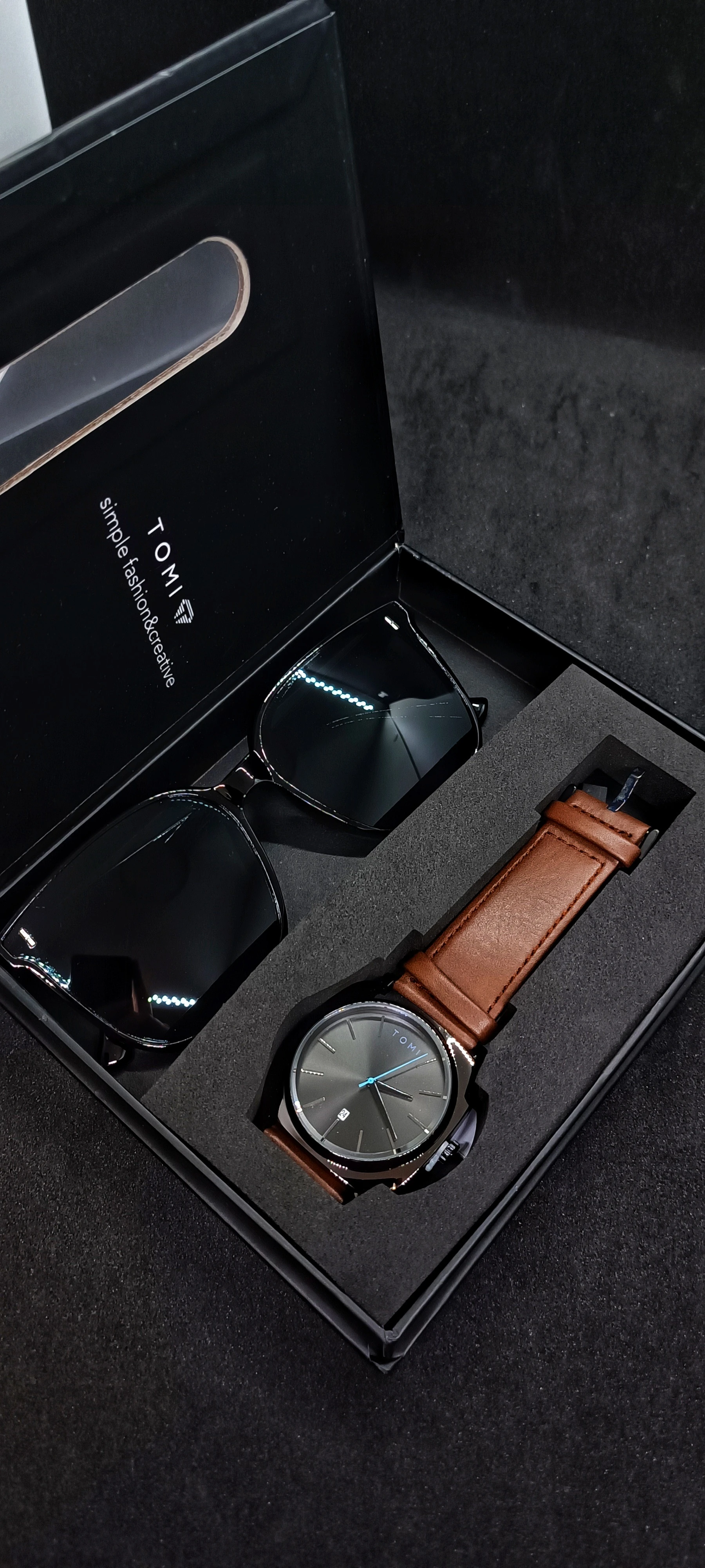 Tomi Orijinal Erkek Kol Saati ve Gözlük Seti 