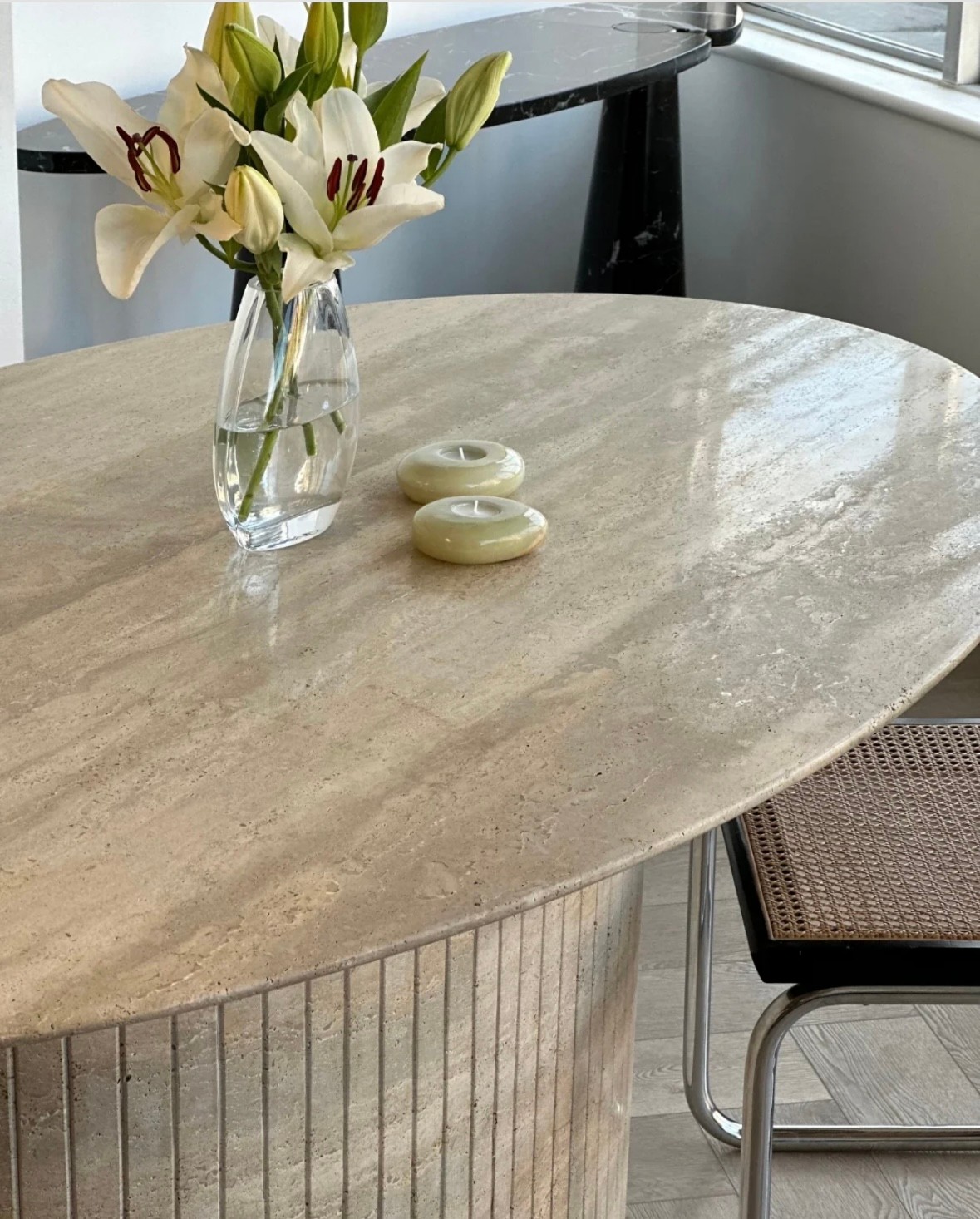 BIANCO TRAVERTINE DINING TABLE
