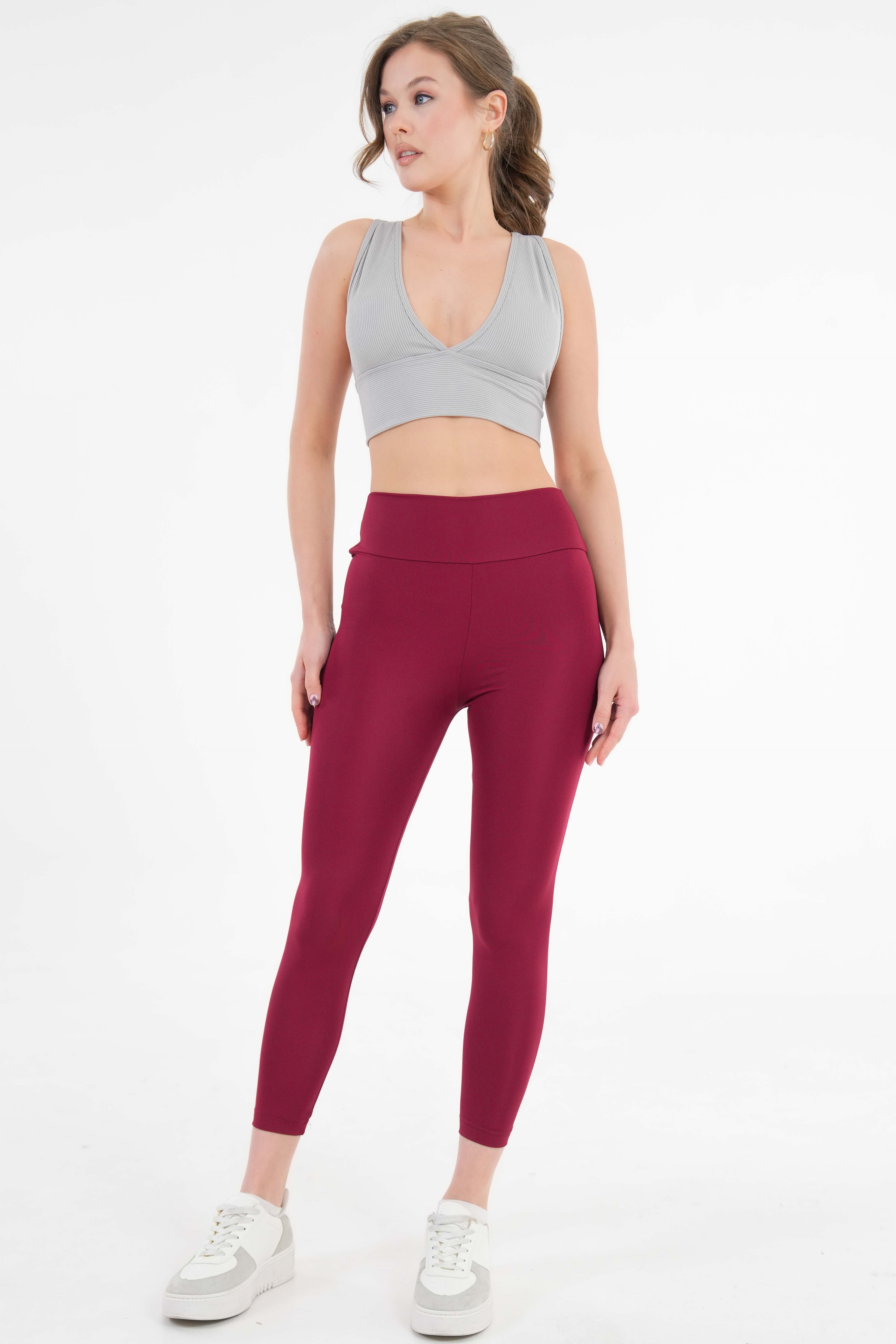 Dekolte V Yaka Fitilli Örme Seamless Pamuk Crop Büstiyer - Pedli Sporcu Sütyeni - Gri