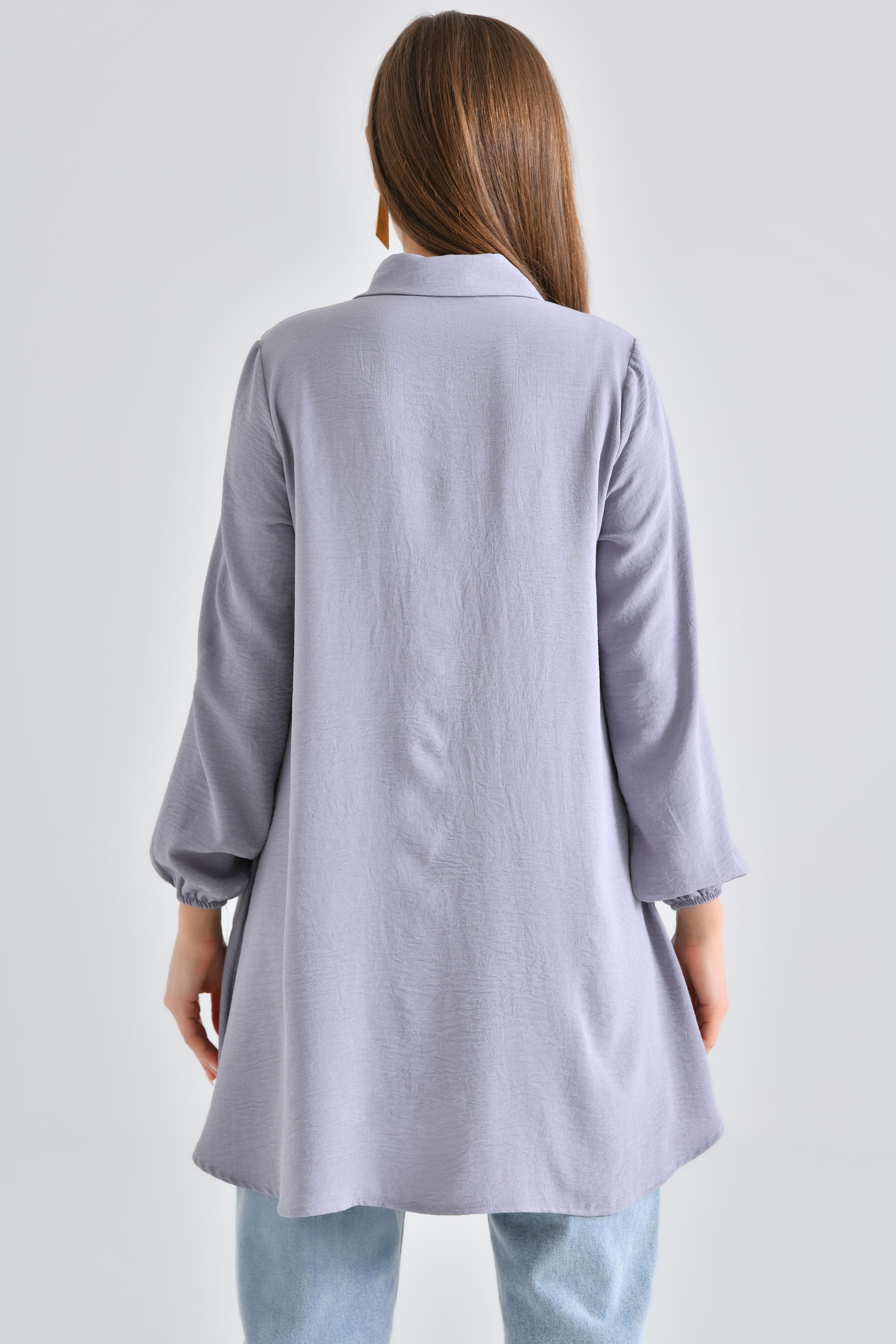 Ahşap Düğmeli Tunik - Gri