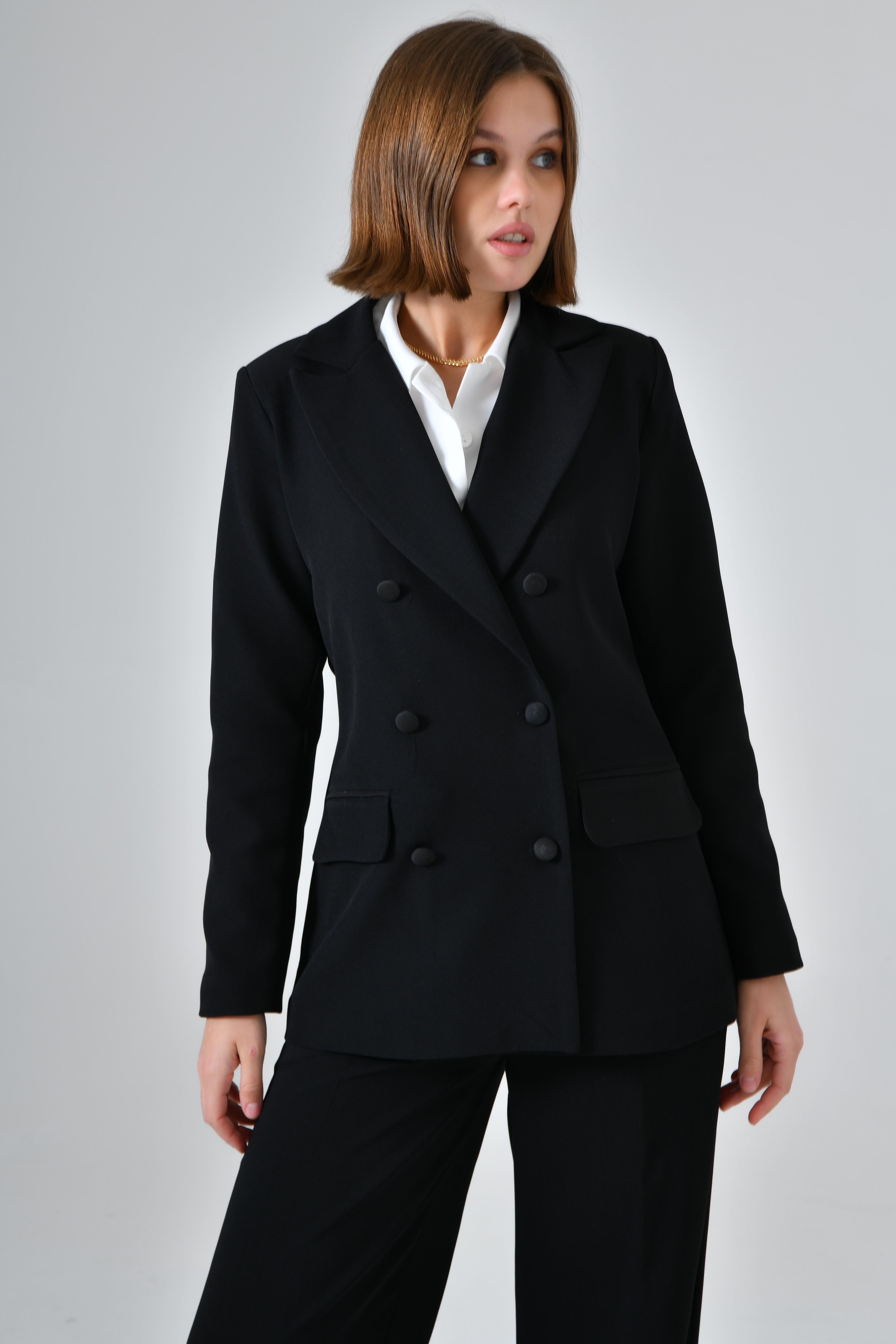 Cep Detaylı Business Blazer Ceket - Siyah