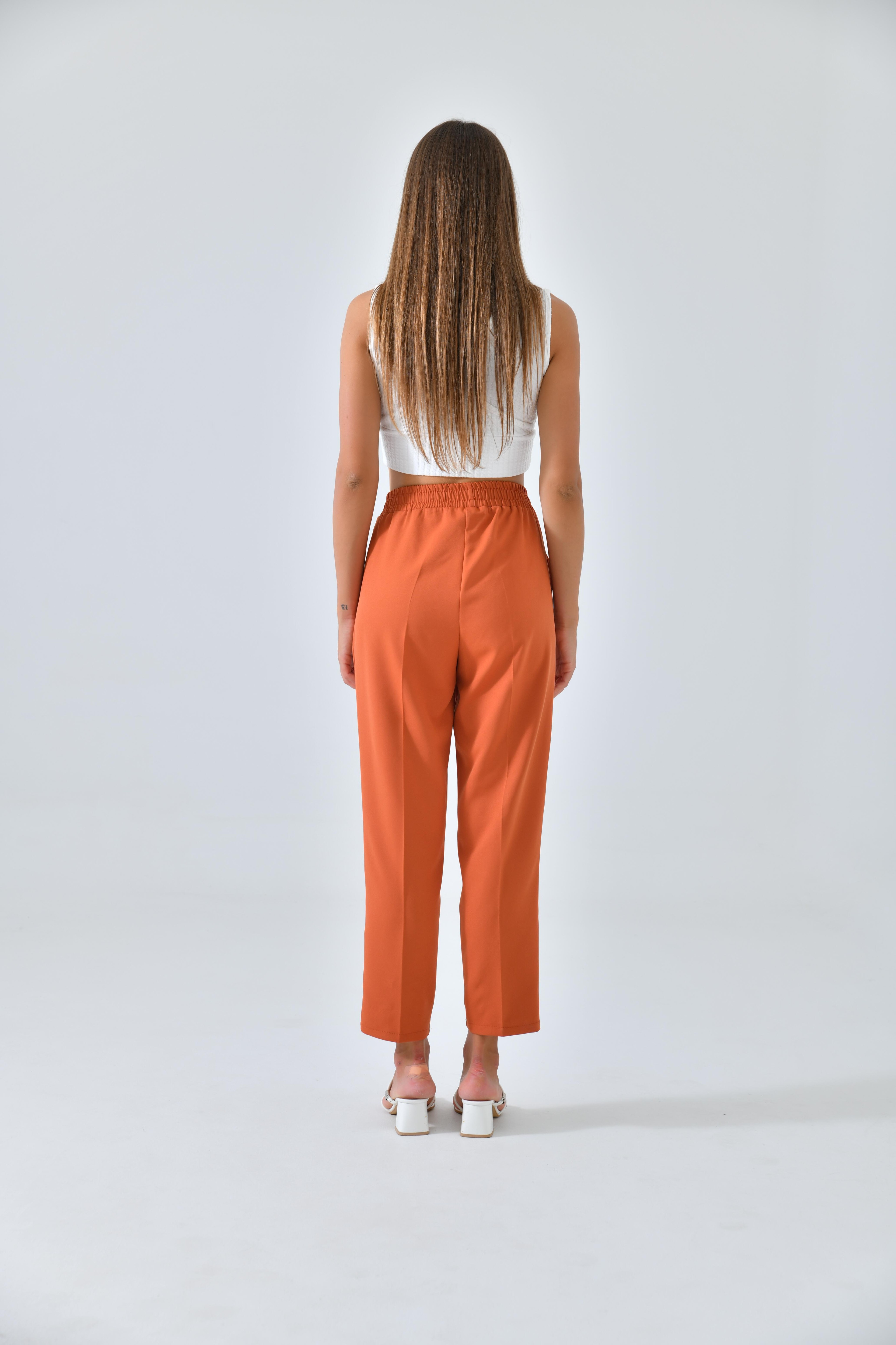 Beli Lastikli Bağcıklı Fit Pantolon