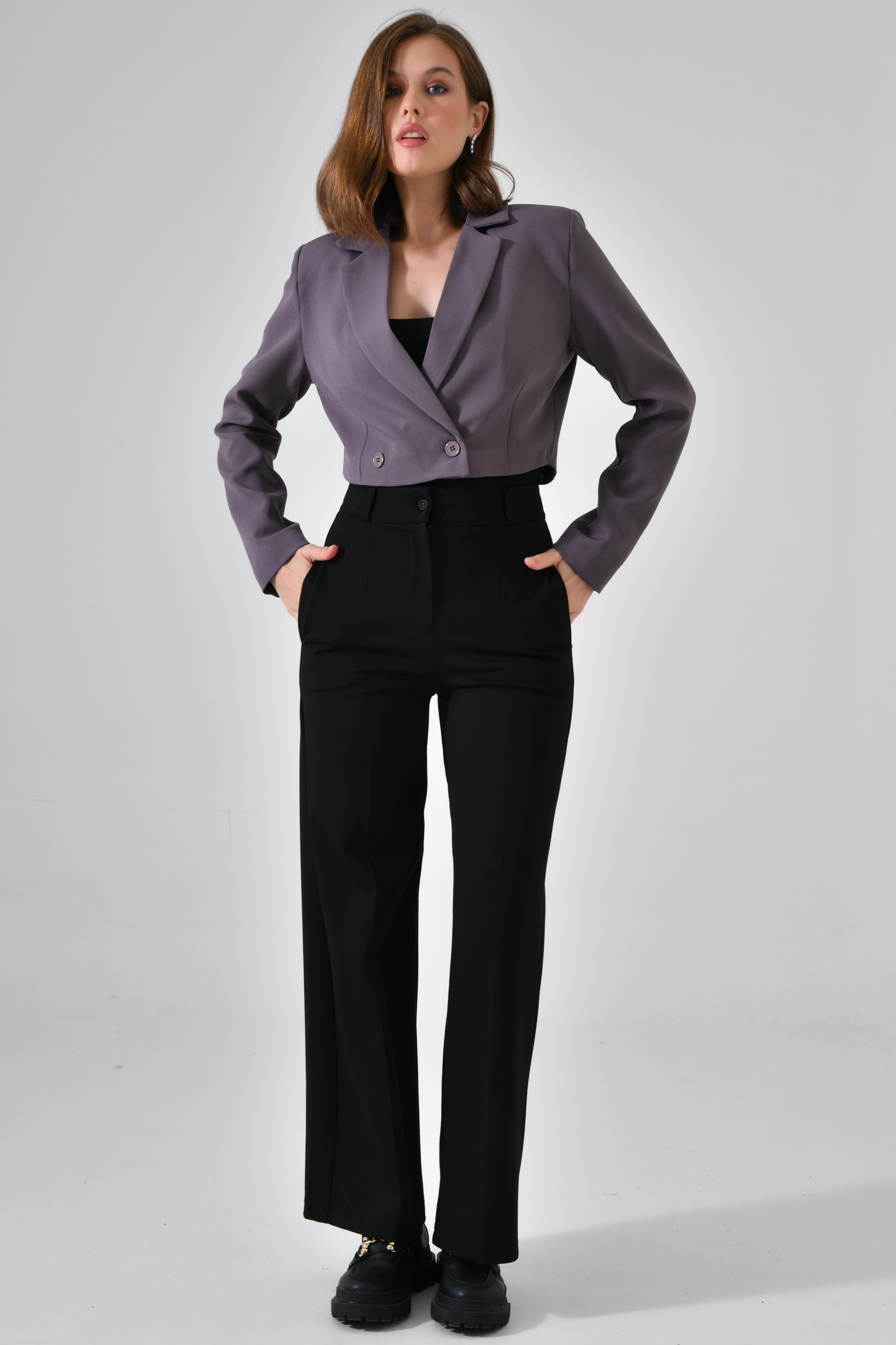 Kruvaze Crop Blazer Ceket