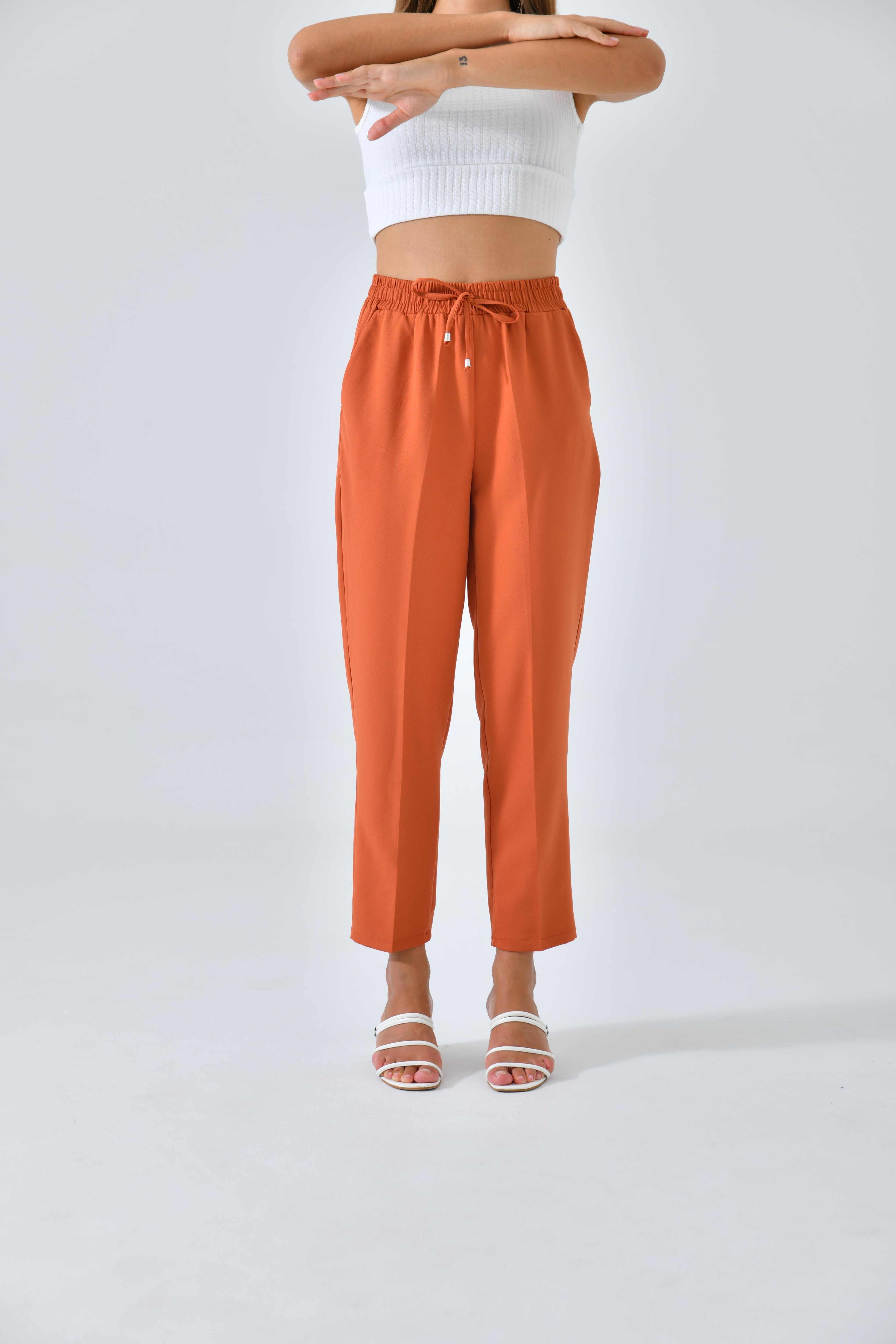 Beli Lastikli Bağcıklı Fit Pantolon
