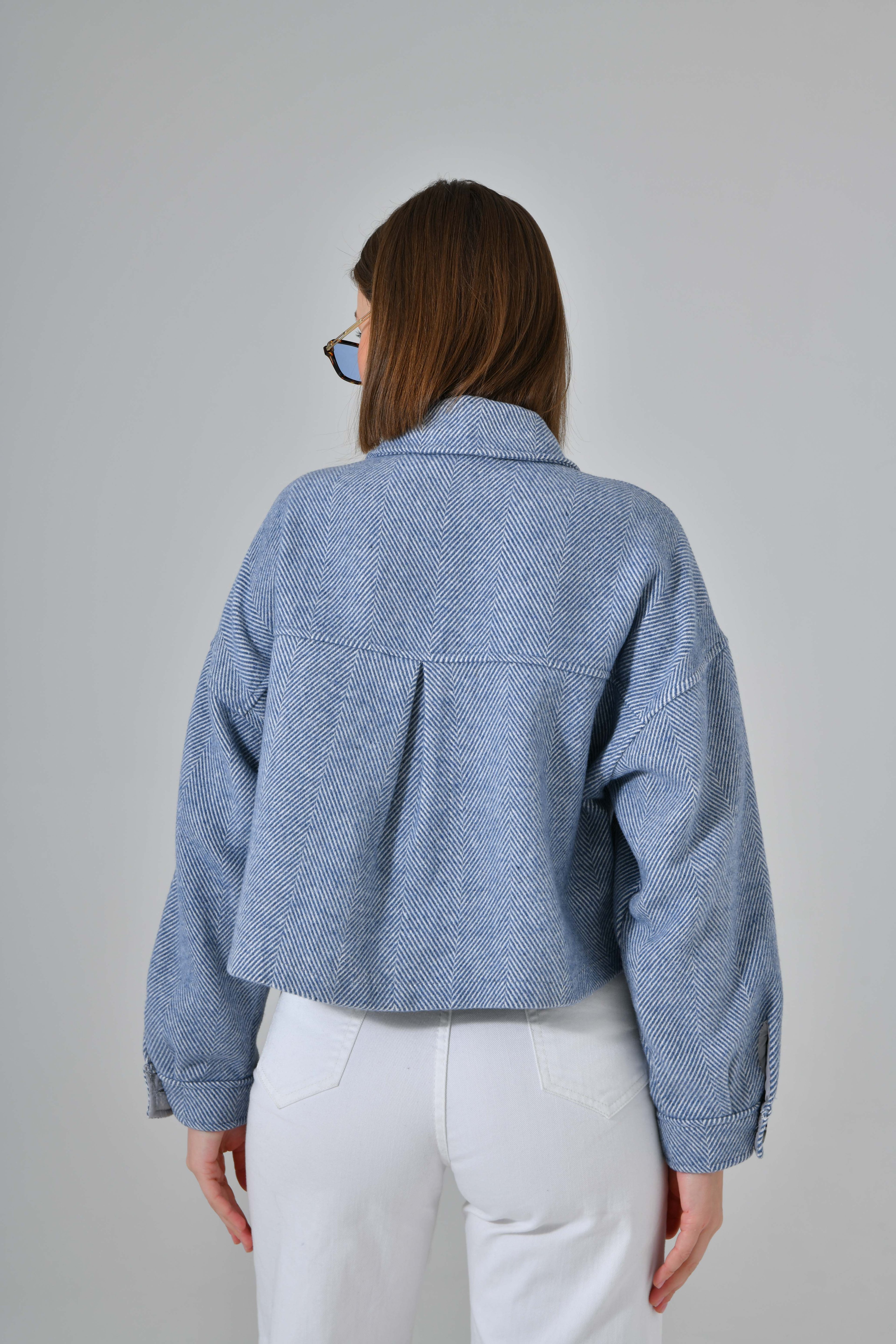 Kaşe Oversize Cepli Crop Ceket