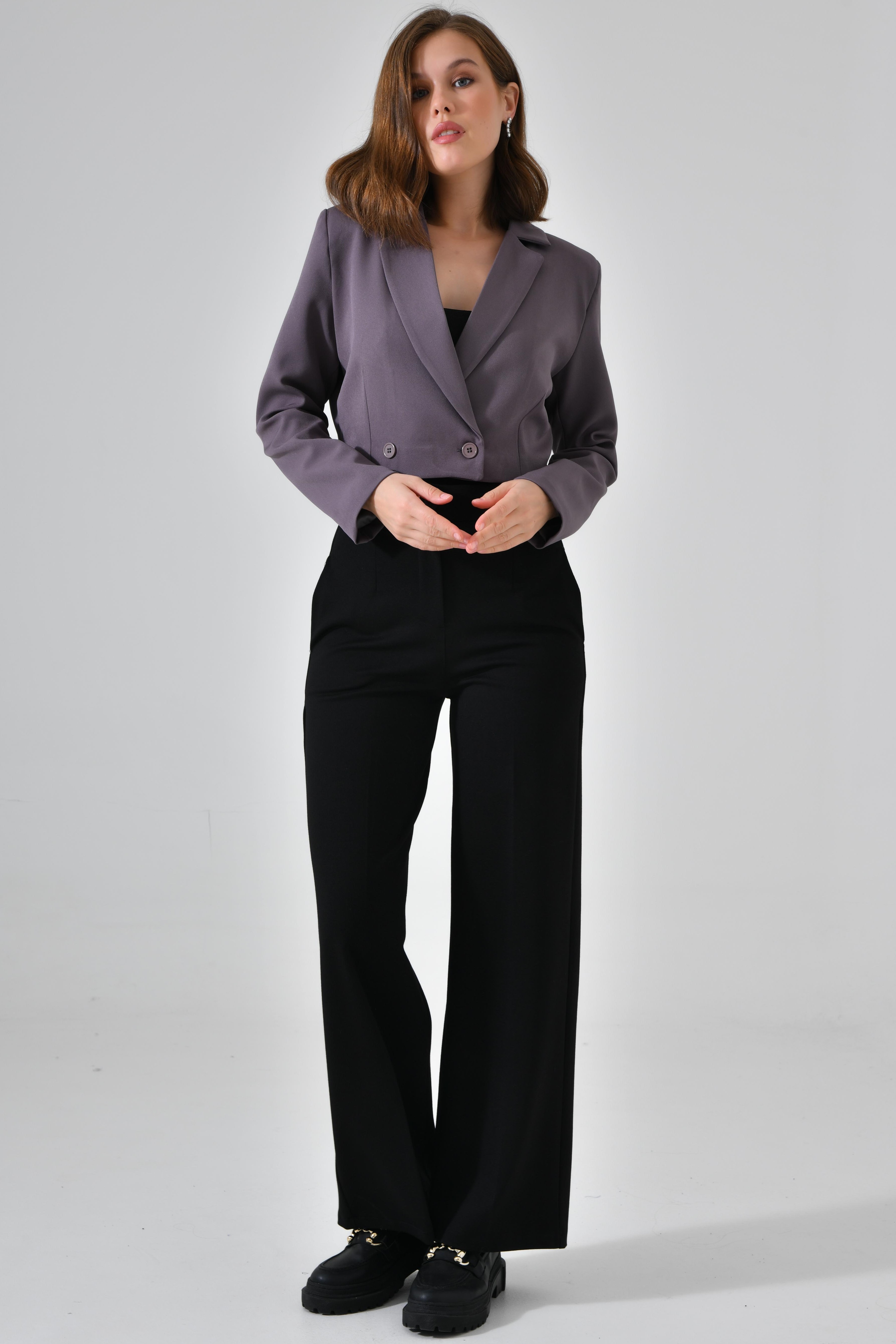 Kruvaze Crop Blazer Ceket