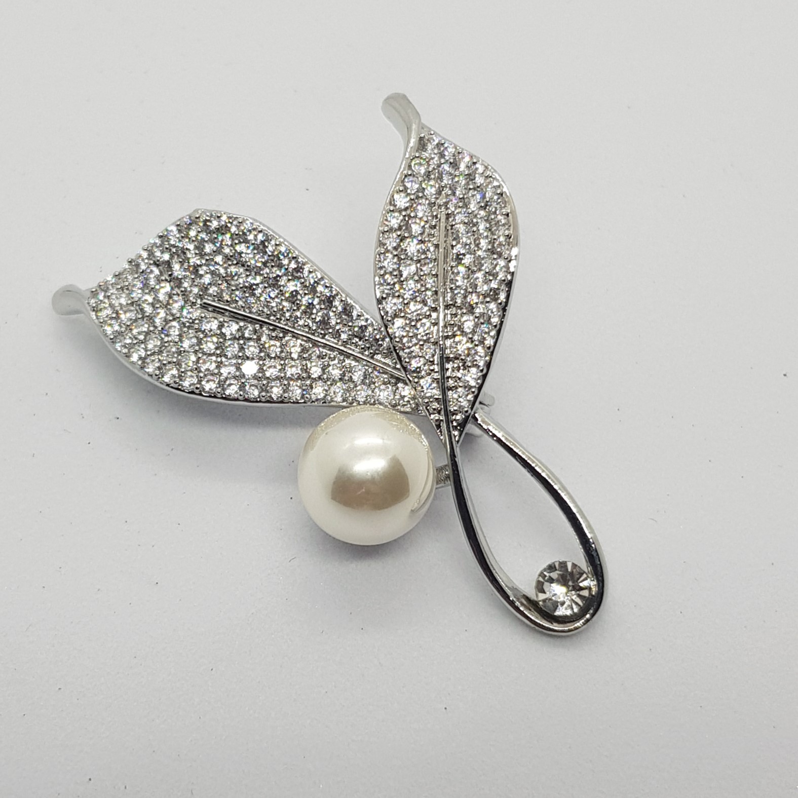 Pearl Leaf Broş - Silver