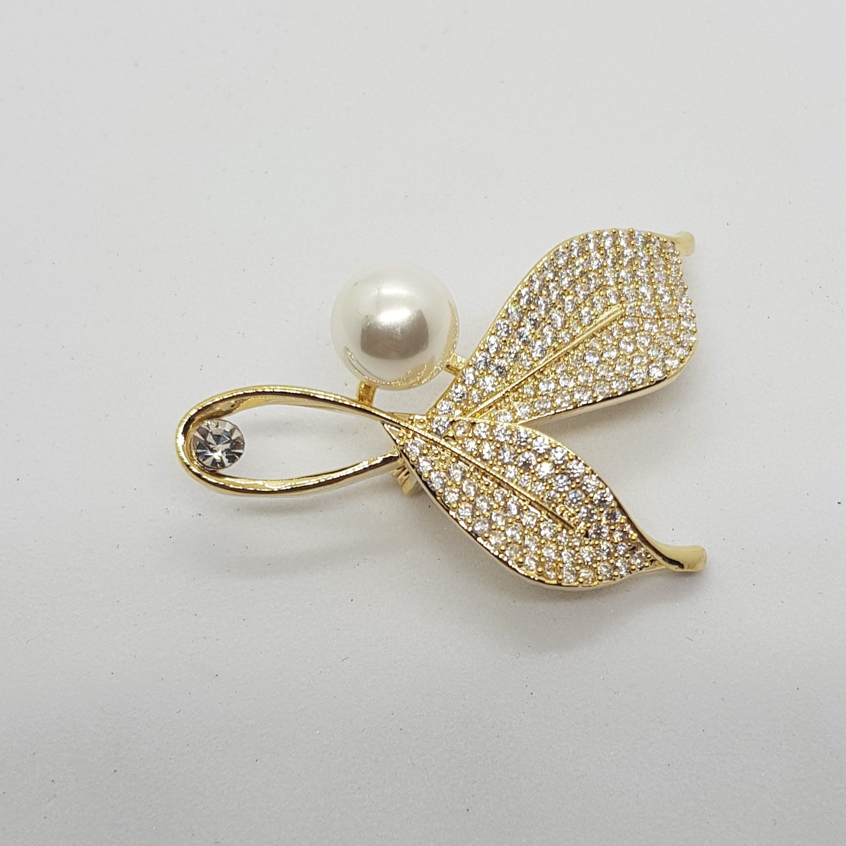 Pearl Leaf Broş - Gold