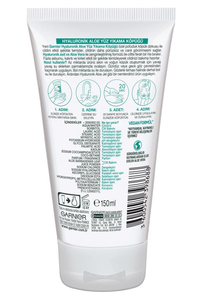 Garnier Hyaluronik Aloe Yüz Yıkama Köpüğü 150ML