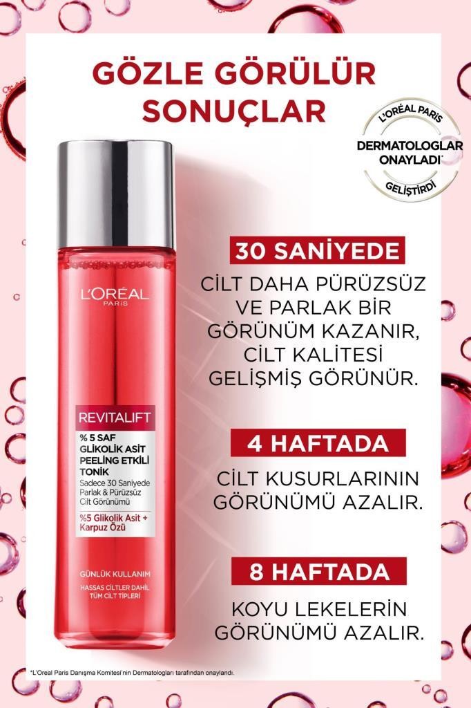 L'Oreal Paris Revitalift %5 Saf Glikolik Asit Peeling Etkili Tonik 180 ML