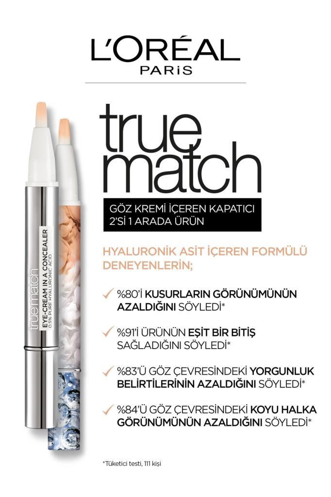 L'Oréal Paris True Match Göz Kremi İçeren Kapatıcı [ 2'si 1 Arada ] 1-2R