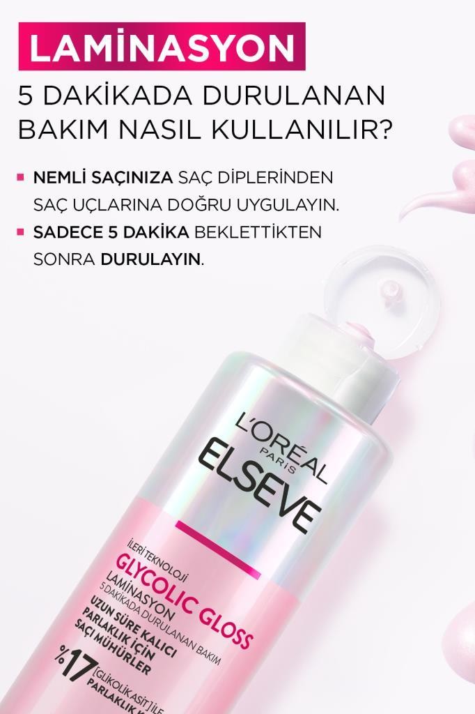 Glycolic Gloss Parlaklığı Saça Mühürleyen Laminasyon 5 Dakikada Durulanan Bakım 200ml