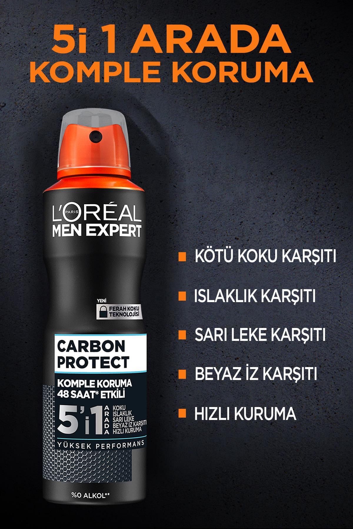 Carbon Protect Anti Perspirant 5'i 1 Arada Erkek Sprey Deodorant 150ml