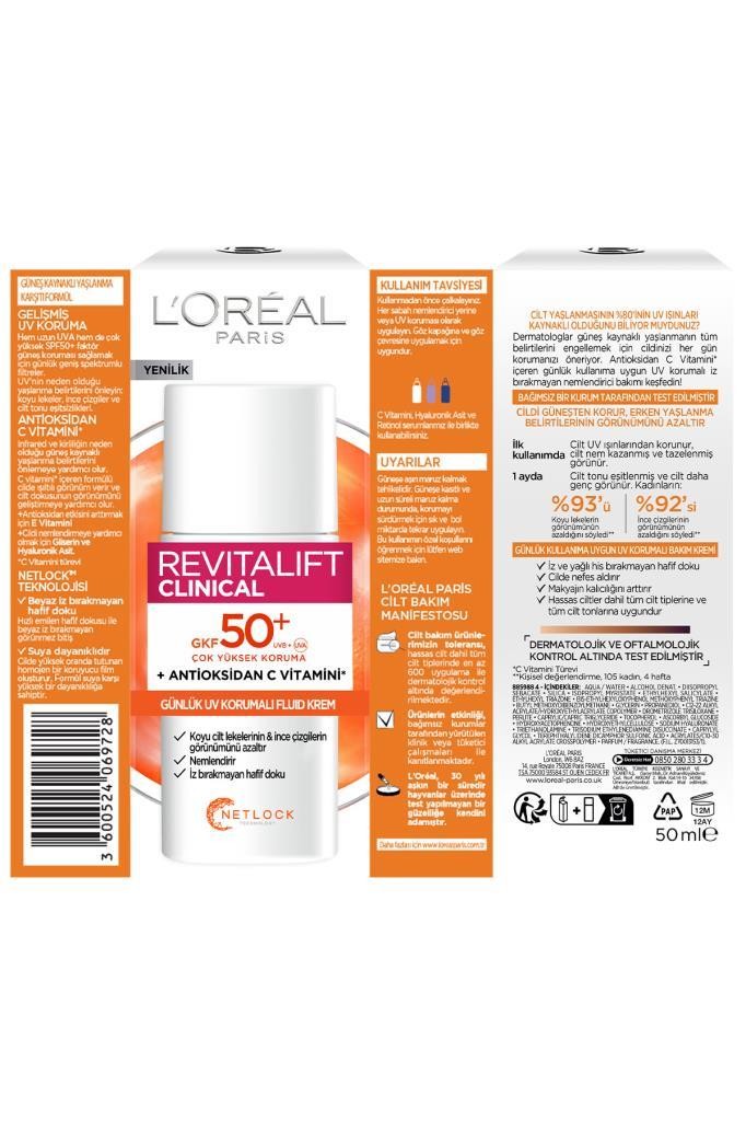 Revitalift Clinical SPF 50+ Günlük Yüksek UV Korumalı Yüz Güneş Kremi 50ml