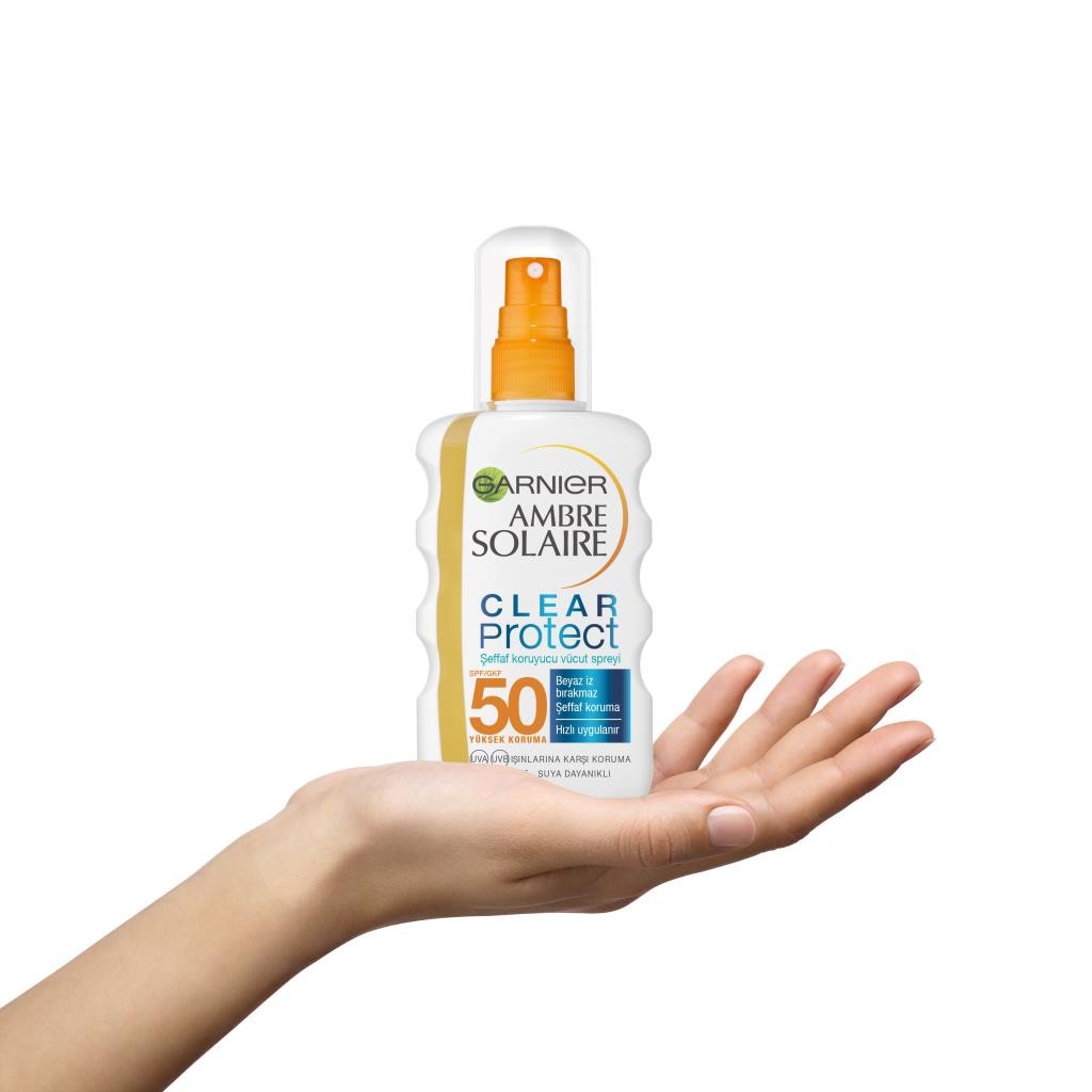 Garnier Ambre Solaire Clear Protect Şeffaf Güneş Koruyucu Vücut Spreyi - Güneş Kremi GKF50 200ML