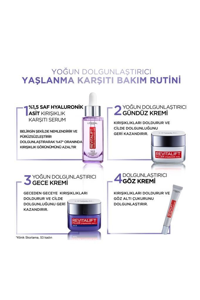 Revitalift Filler Yoğun Dolgunlaştırıcı Yaşlanma Karşıtı Gece Kremi 50ml - Hyaluronik Asit