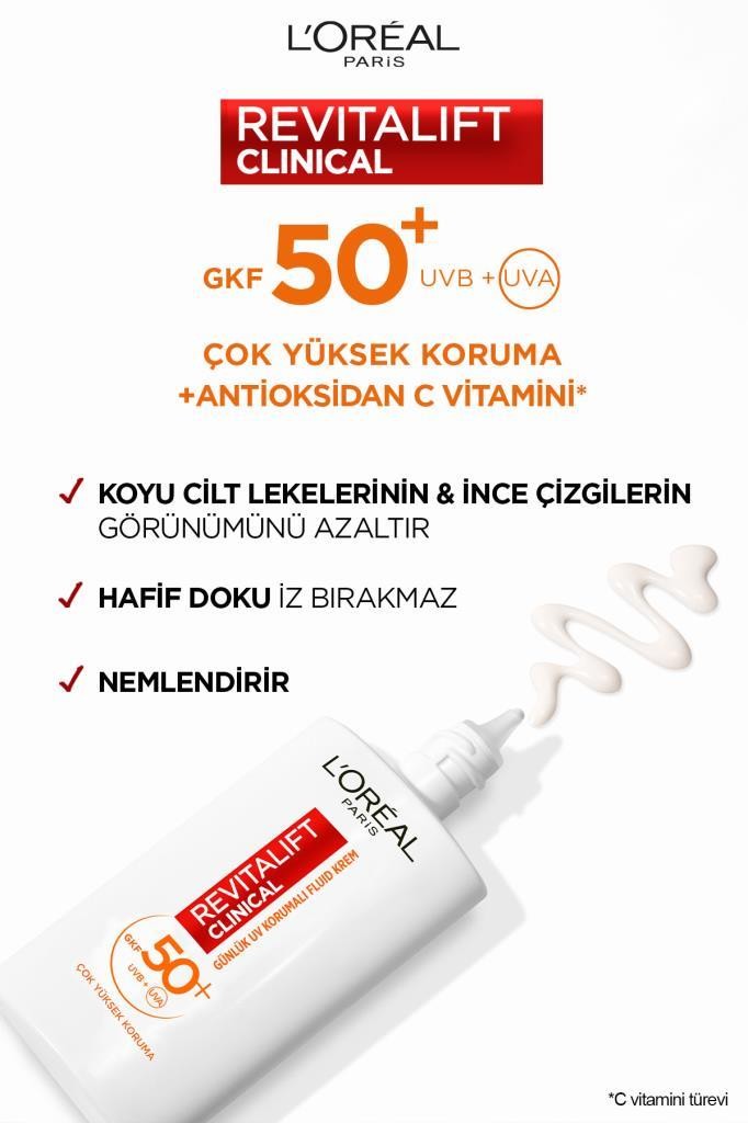 Revitalift Clinical SPF 50+ Günlük Yüksek UV Korumalı Yüz Güneş Kremi 50ml