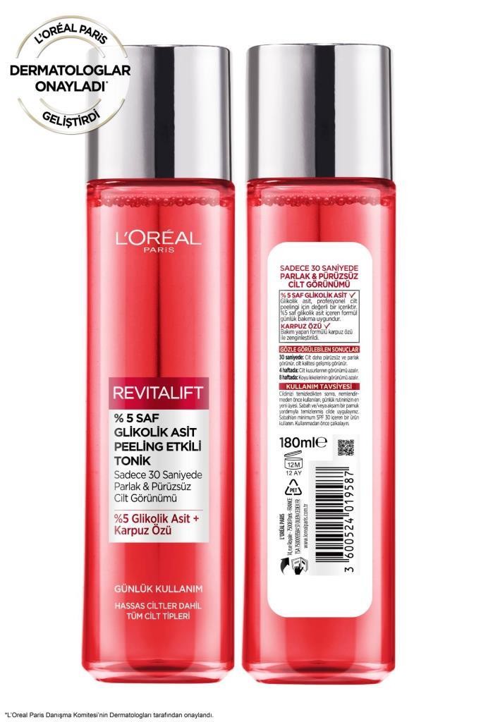 L'Oreal Paris Revitalift %5 Saf Glikolik Asit Peeling Etkili Tonik 180 ML