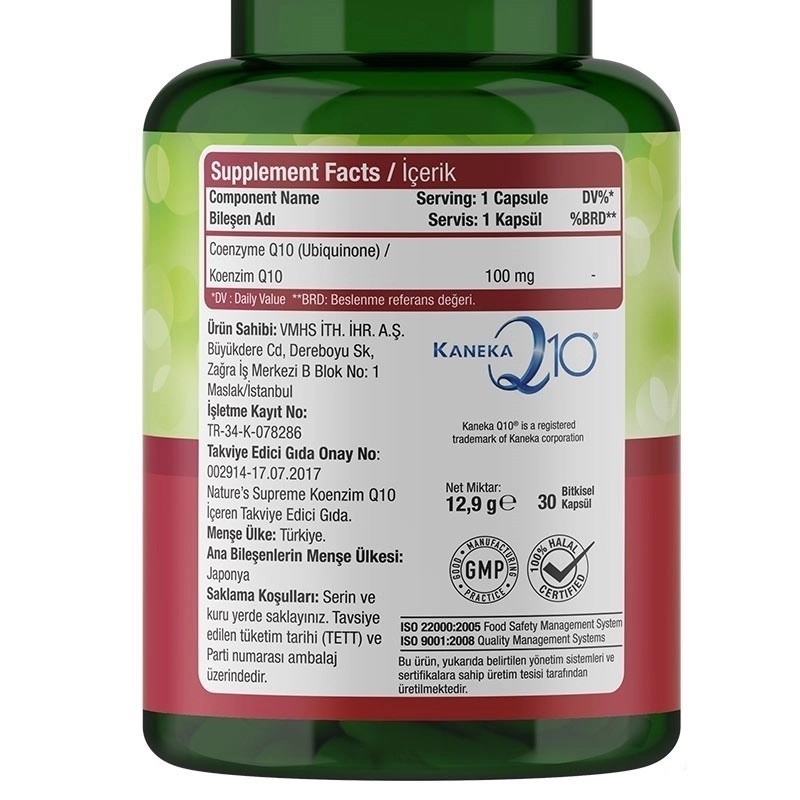 Nature's Supreme Coenzyme Q10 100 mg 30 Kapsül