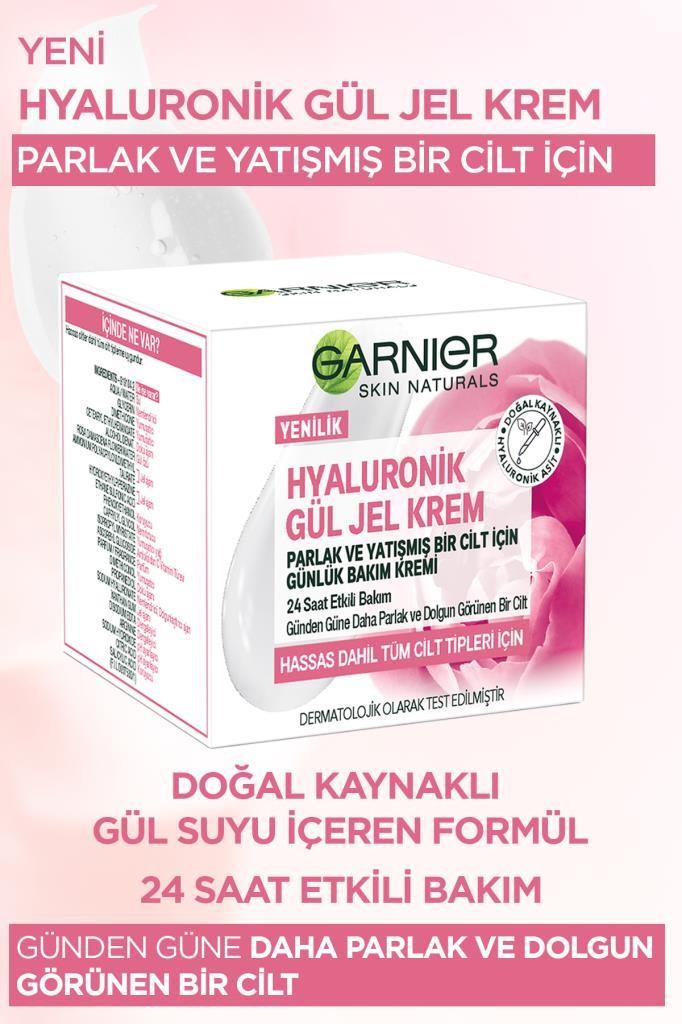 Garnier Hyaluronik Gül Jel-Krem - Parlak ve Yatışmış Bir Cilt İçin Günlük Bakım Kremi