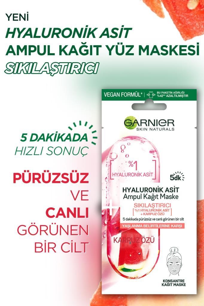 Garnier Hyaluronik Asit Sıkılaştırıcı Ampul Kağıt Yüz Maskesi