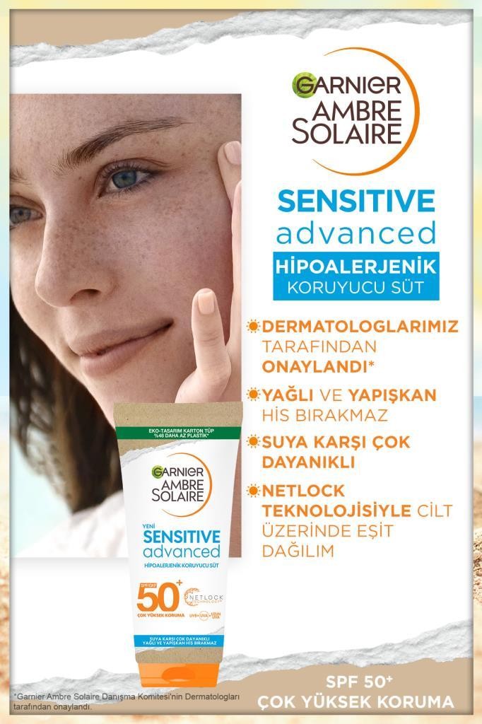 Garnier Ambre Solaire Sensitive Advanced Hipoalerjenik Güneş Koruyucu Süt SPF50+ 175ML