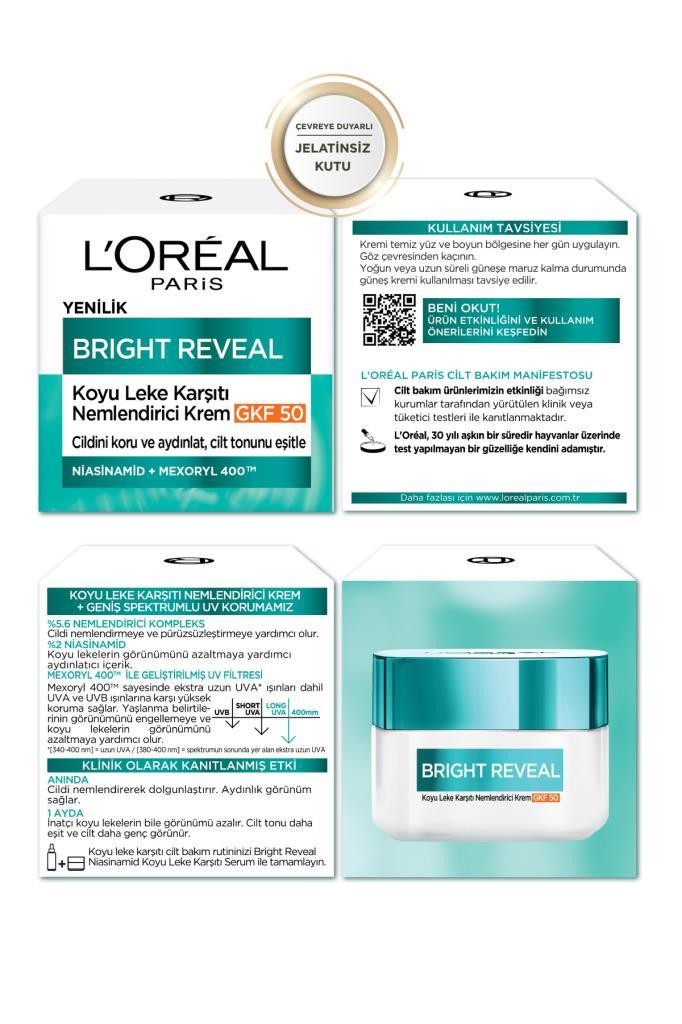 Bright Reveal Koyu Leke Karşıtı, Cilt Tonu Eşitleyici Spf50+ Nemlendirici Krem Niasinamid 50ml