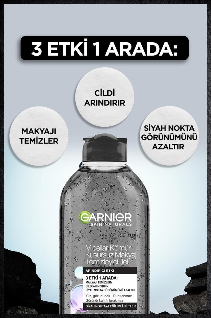 Garnier Micellar Kömür Kusursuz Makyaj Temizleyici Jel 400 ML