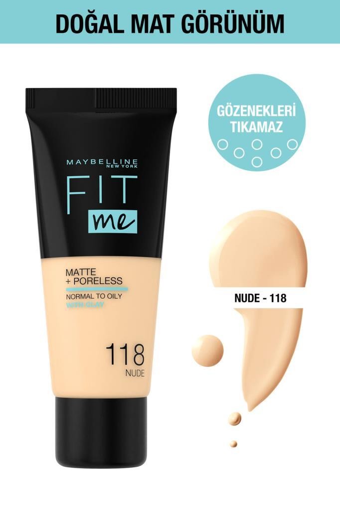 Maybelline New York Fit Me Matte+Poreless Fondöten - 118 Nude