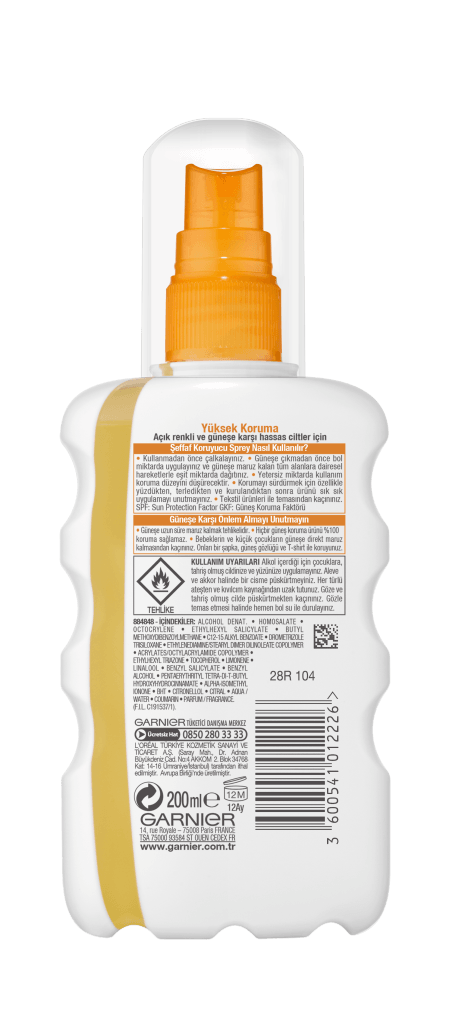 Garnier Ambre Solaire Clear Protect Şeffaf Güneş Koruyucu Vücut Spreyi - Güneş Kremi GKF50 200ML