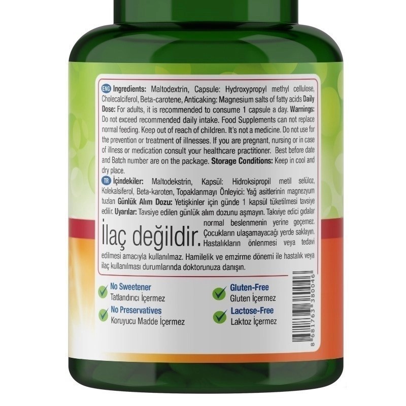 Nature's Supreme Vitamin D3 1000 IU 90 Kapsül