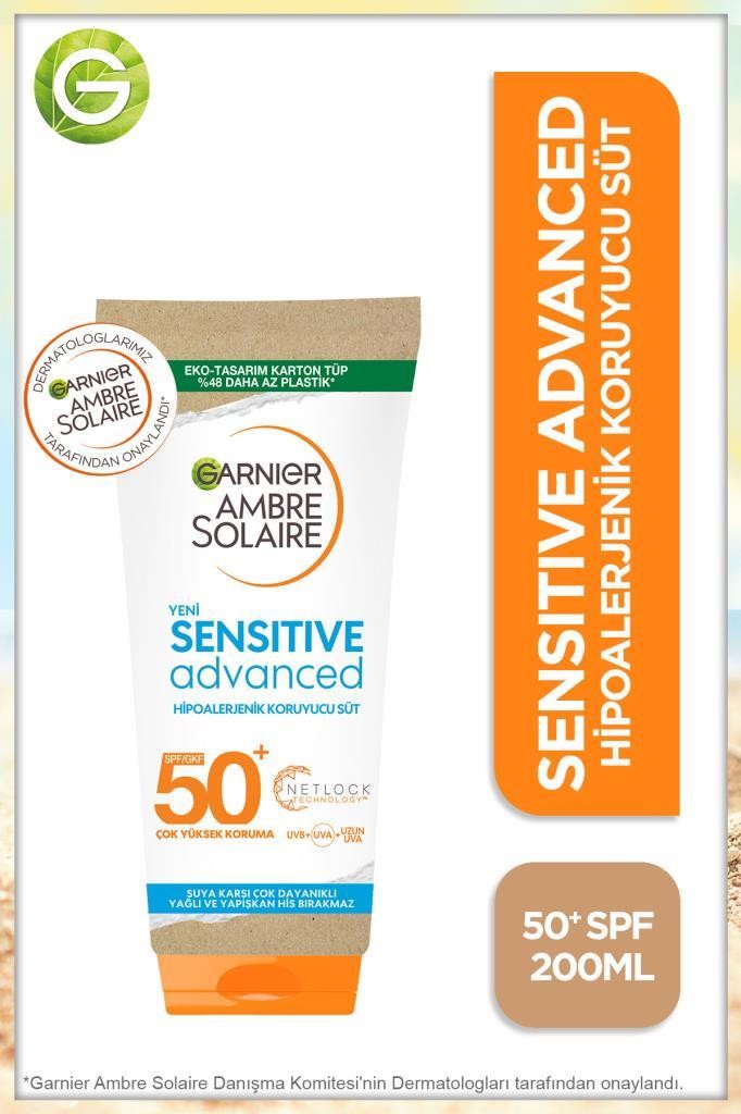 Garnier Ambre Solaire Sensitive Advanced Hipoalerjenik Güneş Koruyucu Süt SPF50+ 175ML