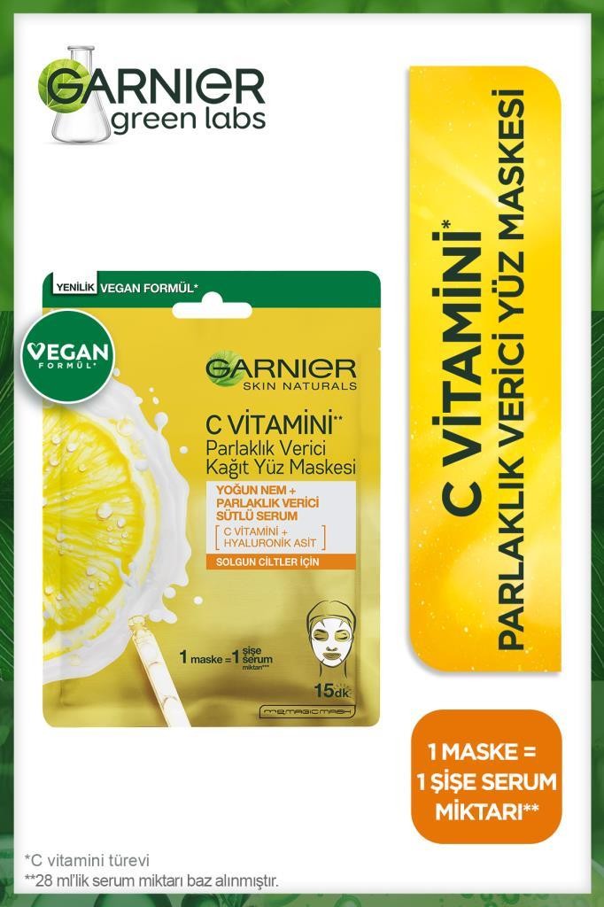 Garnier C Vitamini Parlaklık Verici Kağıt Yüz Maskesi